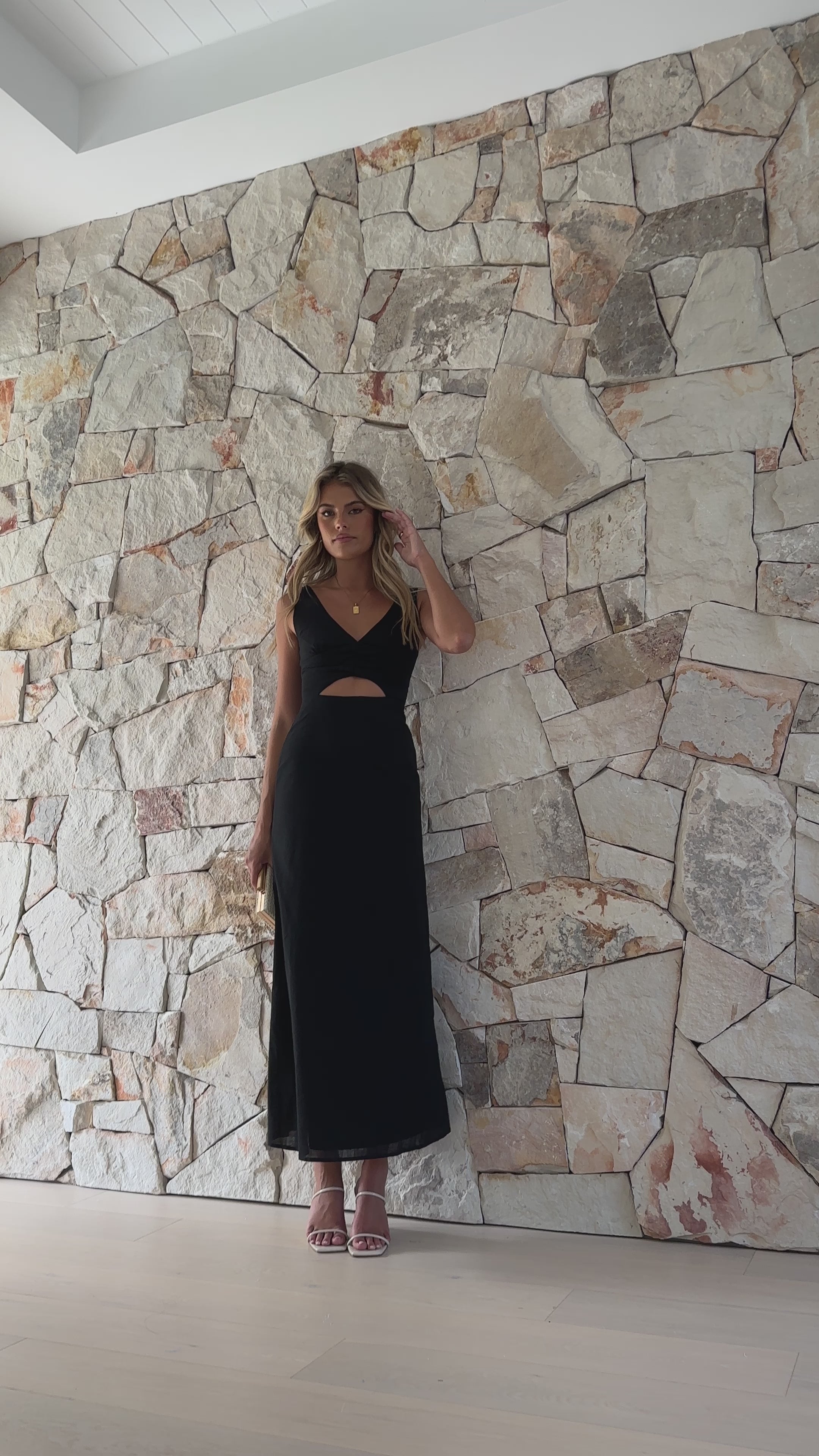 Load video: Mahalia Maxi Dress - Black - Billy J