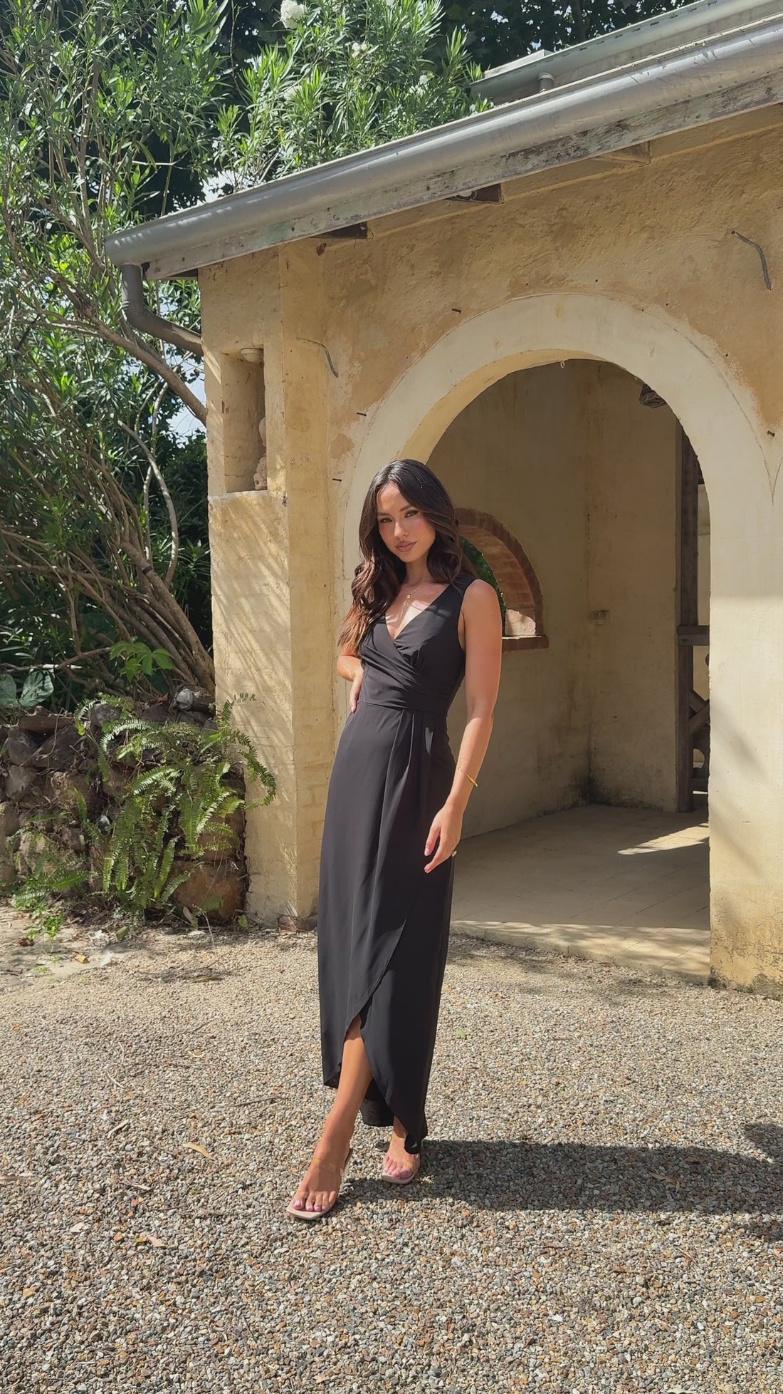 Pamela V Neck Maxi Dress - Black - Billy J