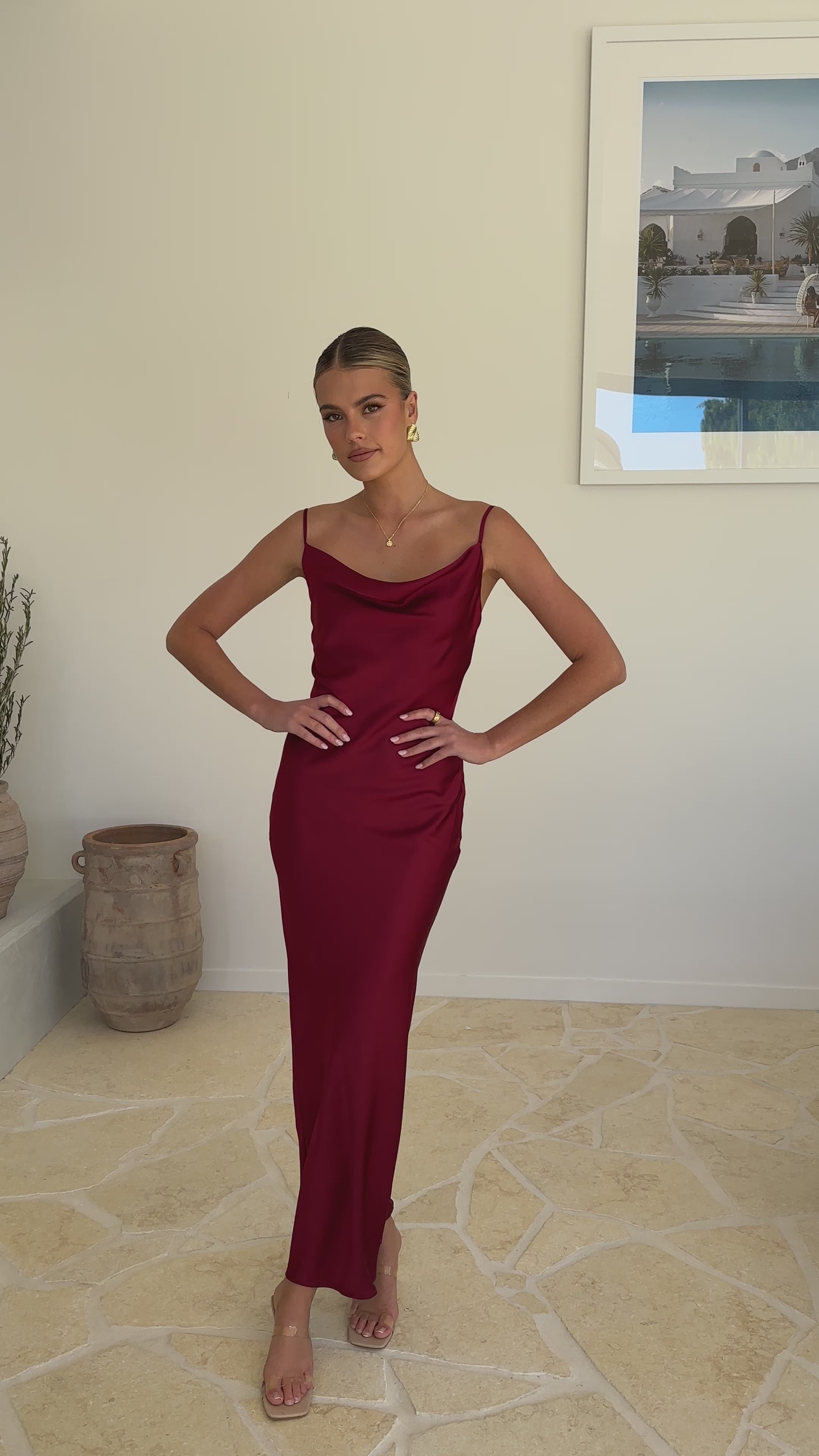 Load video: Willow Maxi Dress - Wine - Billy J