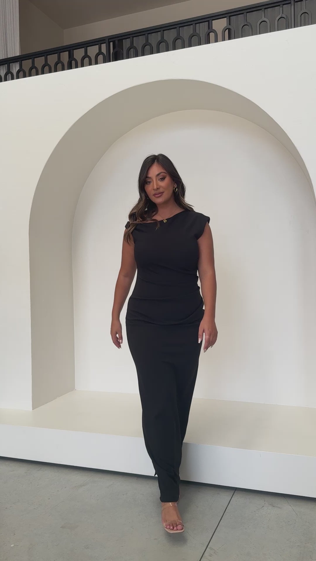 Load video: Lilah Maxi Dress - Black - Billy J
