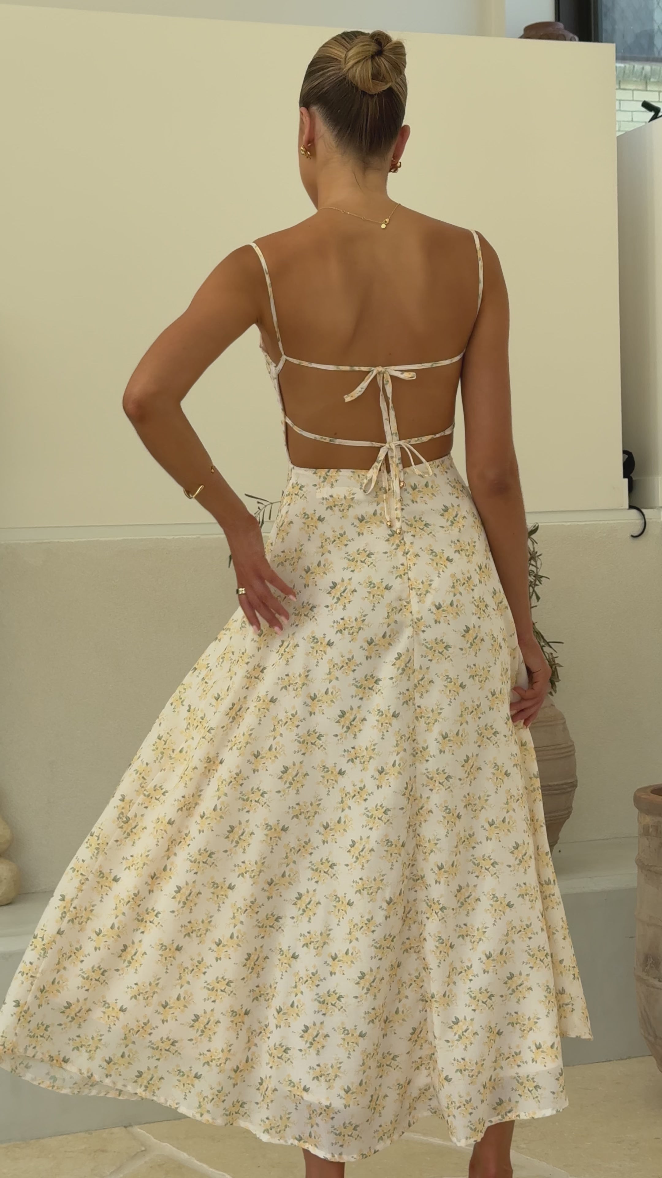 Load video: Rahima Maxi Dress - Yellow Floral - Billy J