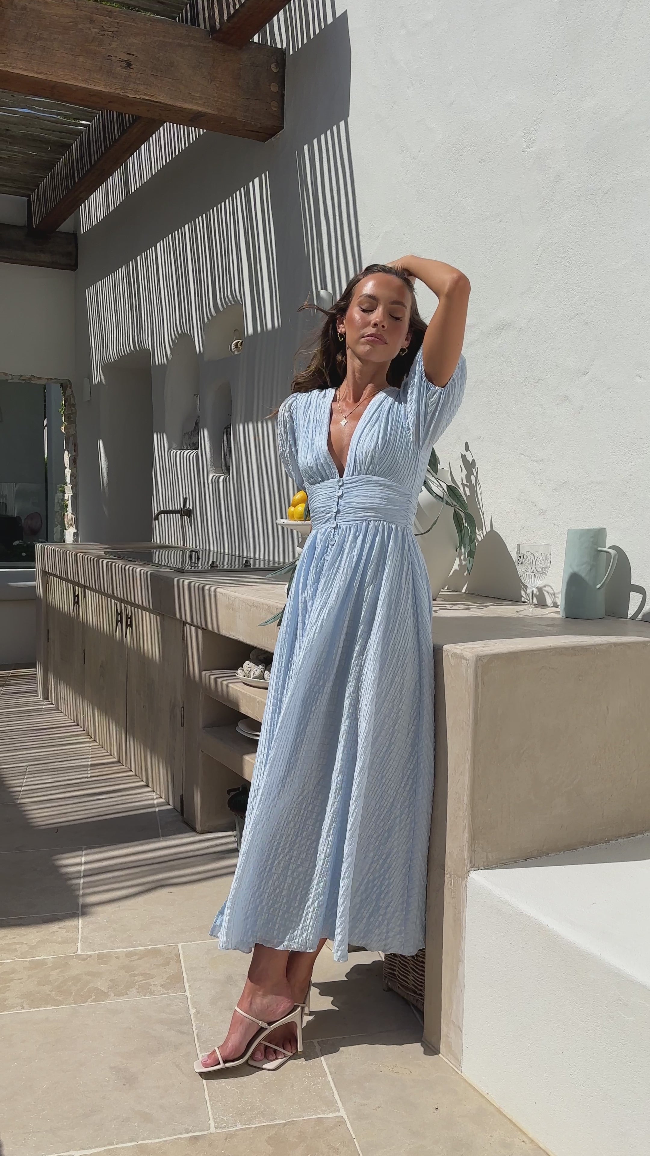 Load video: Faiz Maxi Dress - Light Blue - Billy J