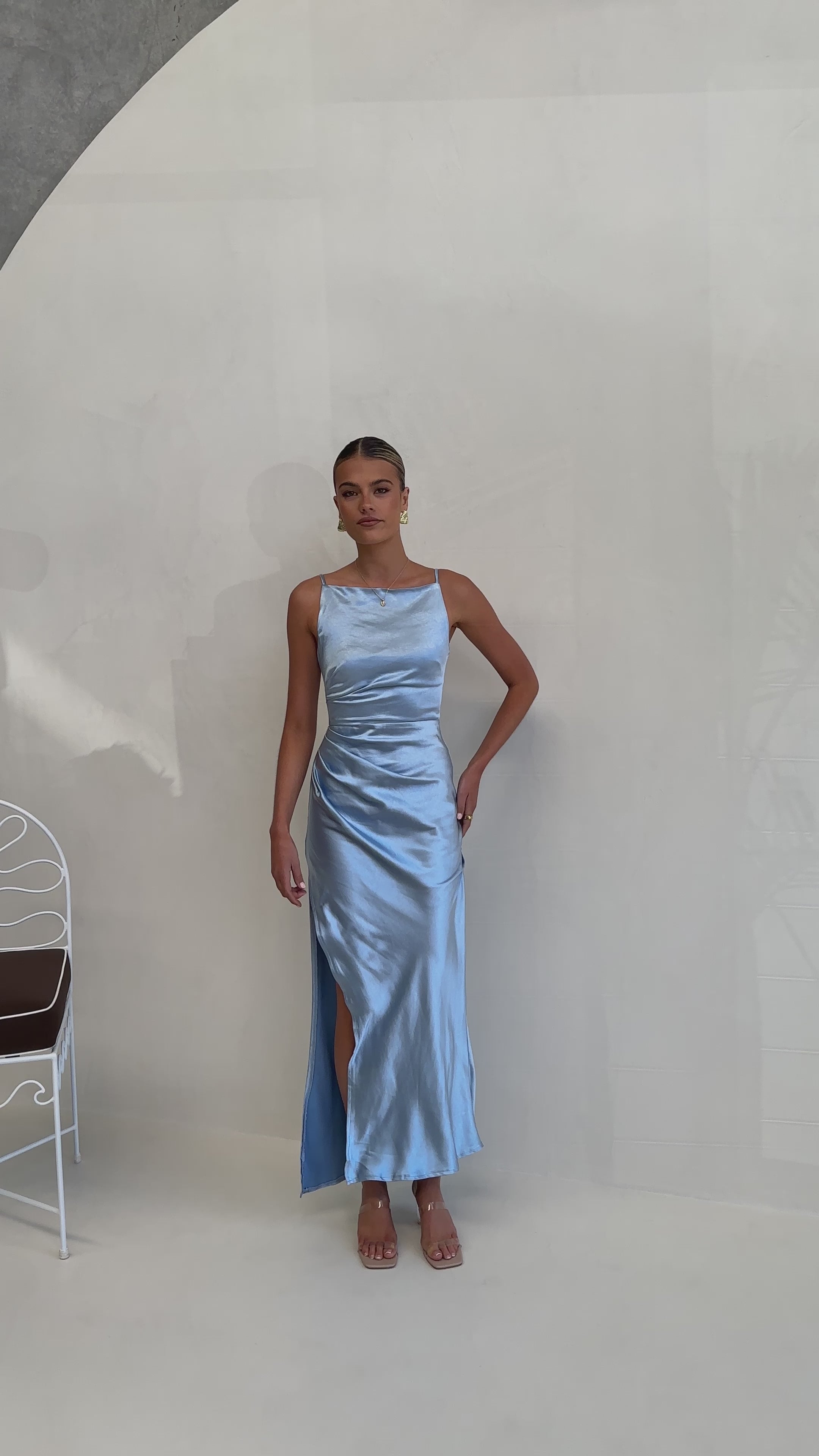 Load video: Ava Maxi Dress - Blue - Billy J