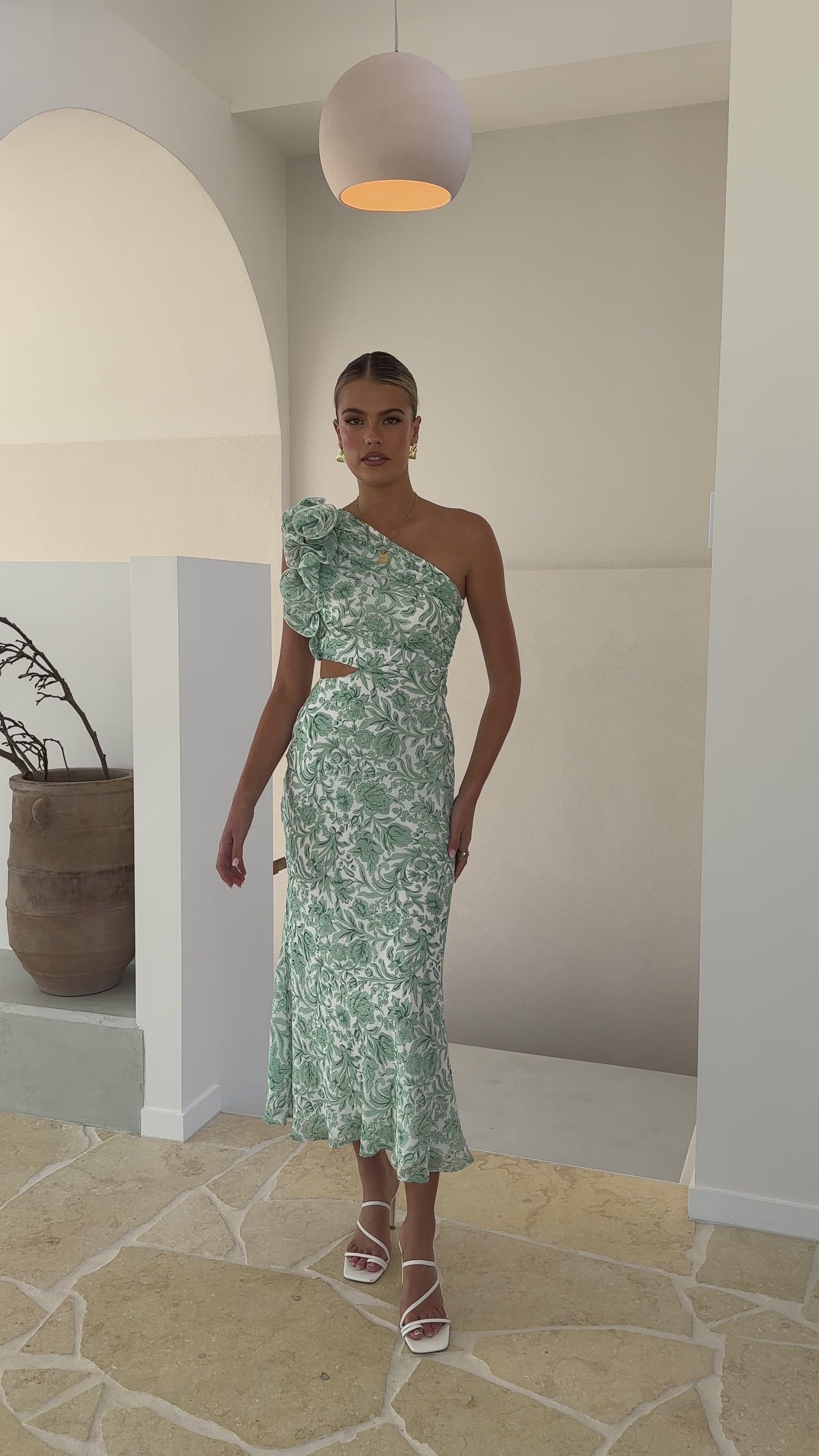 Load video: Amina Maxi Dress - Green Floral - Billy J