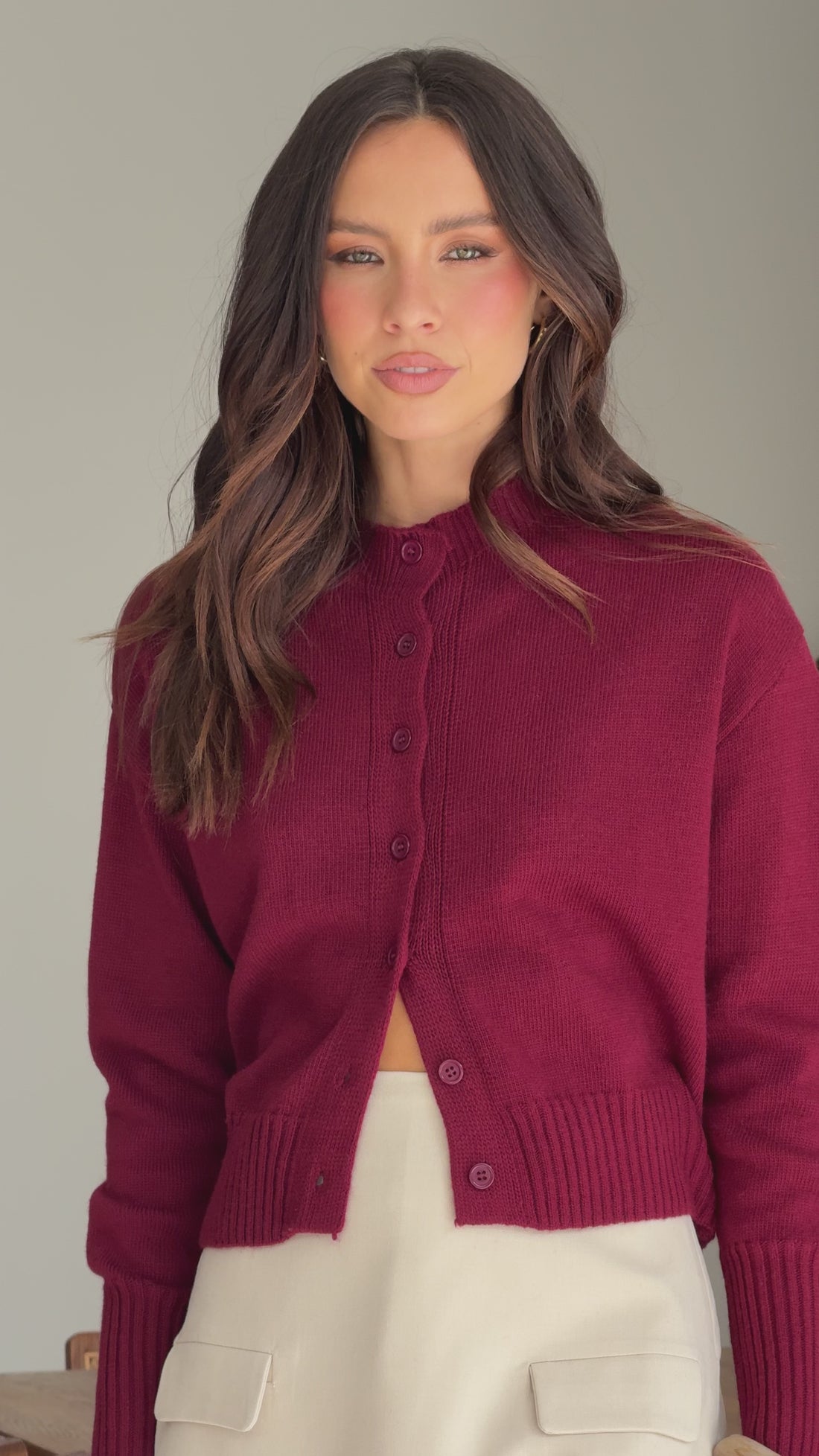 Tavia Knit Cardigan - Wine - Billy J