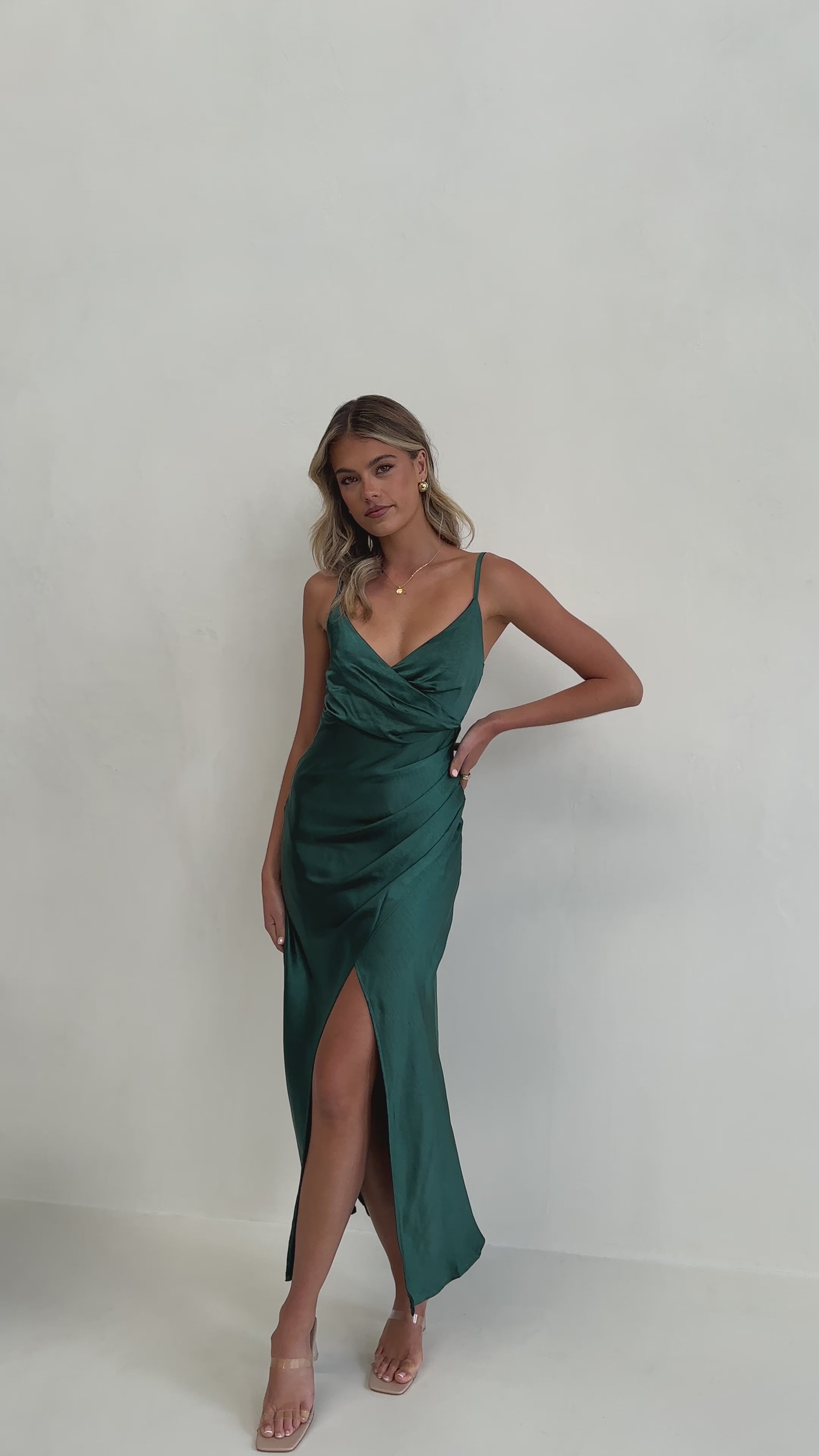 Load video: Elsa Midi Dress - Emerald