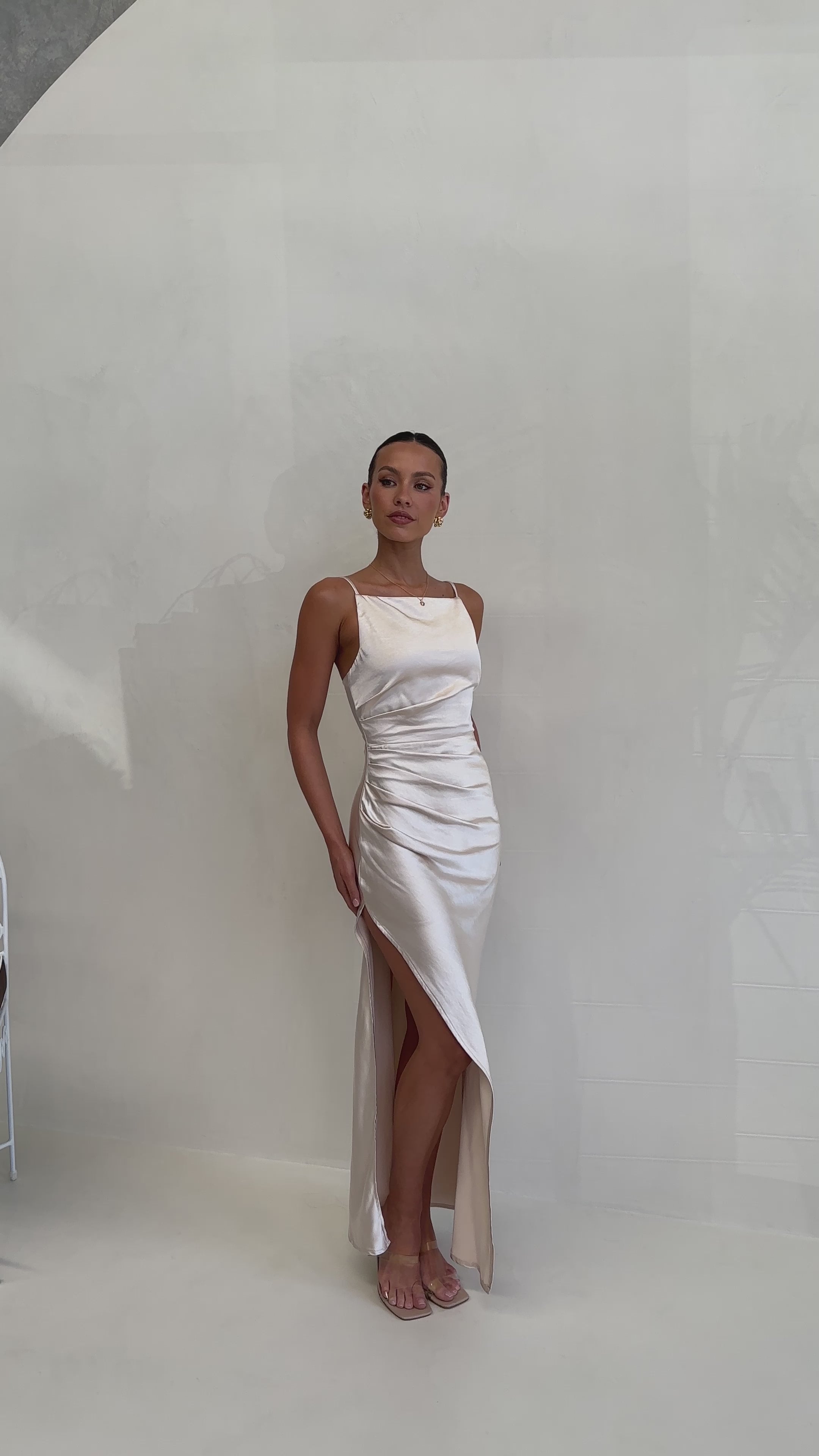Load video: Ava Maxi Dress - Champagne - Billy J