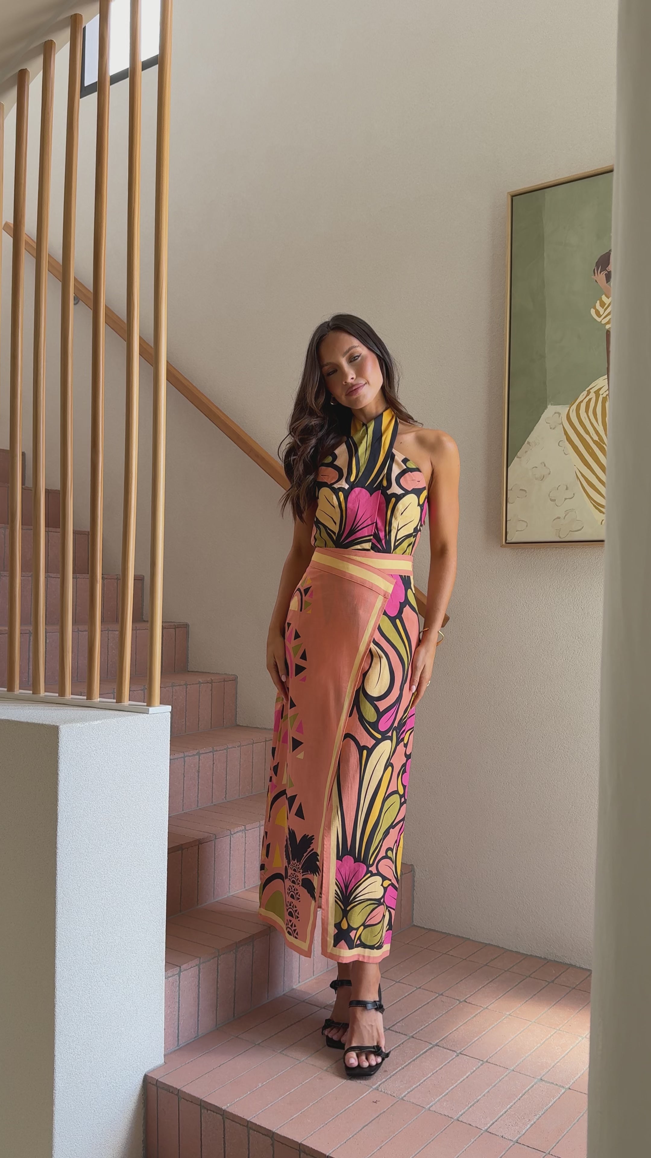 Load video: Portugal Tailored Maxi Skirt - Melon - Billy J
