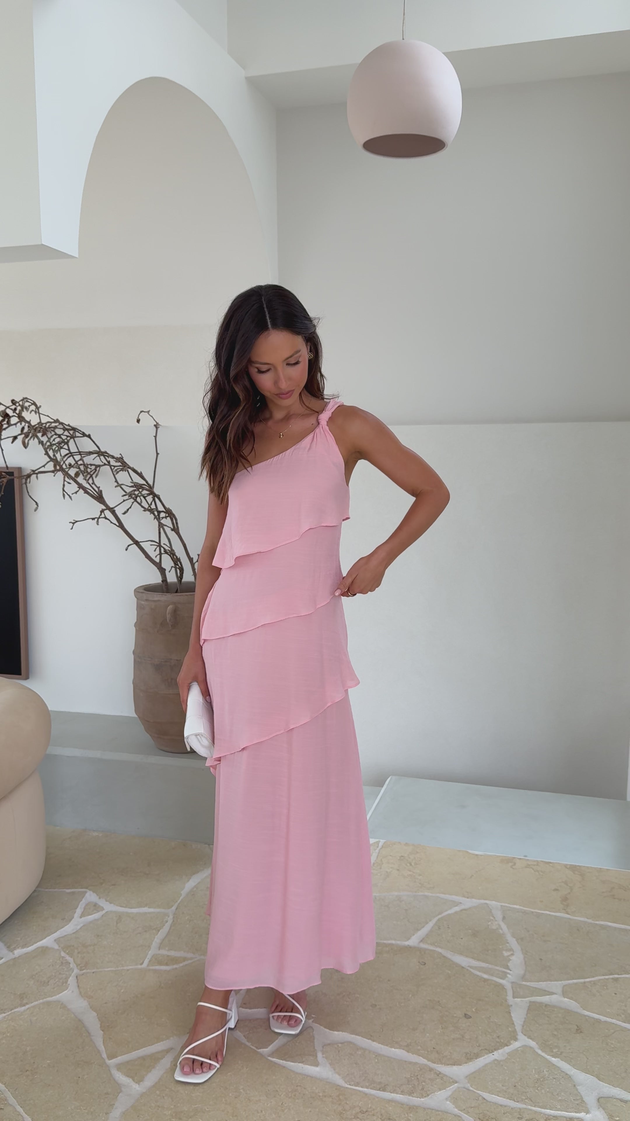 Load video: Anya Maxi Dress - Baby Pink - Billy J