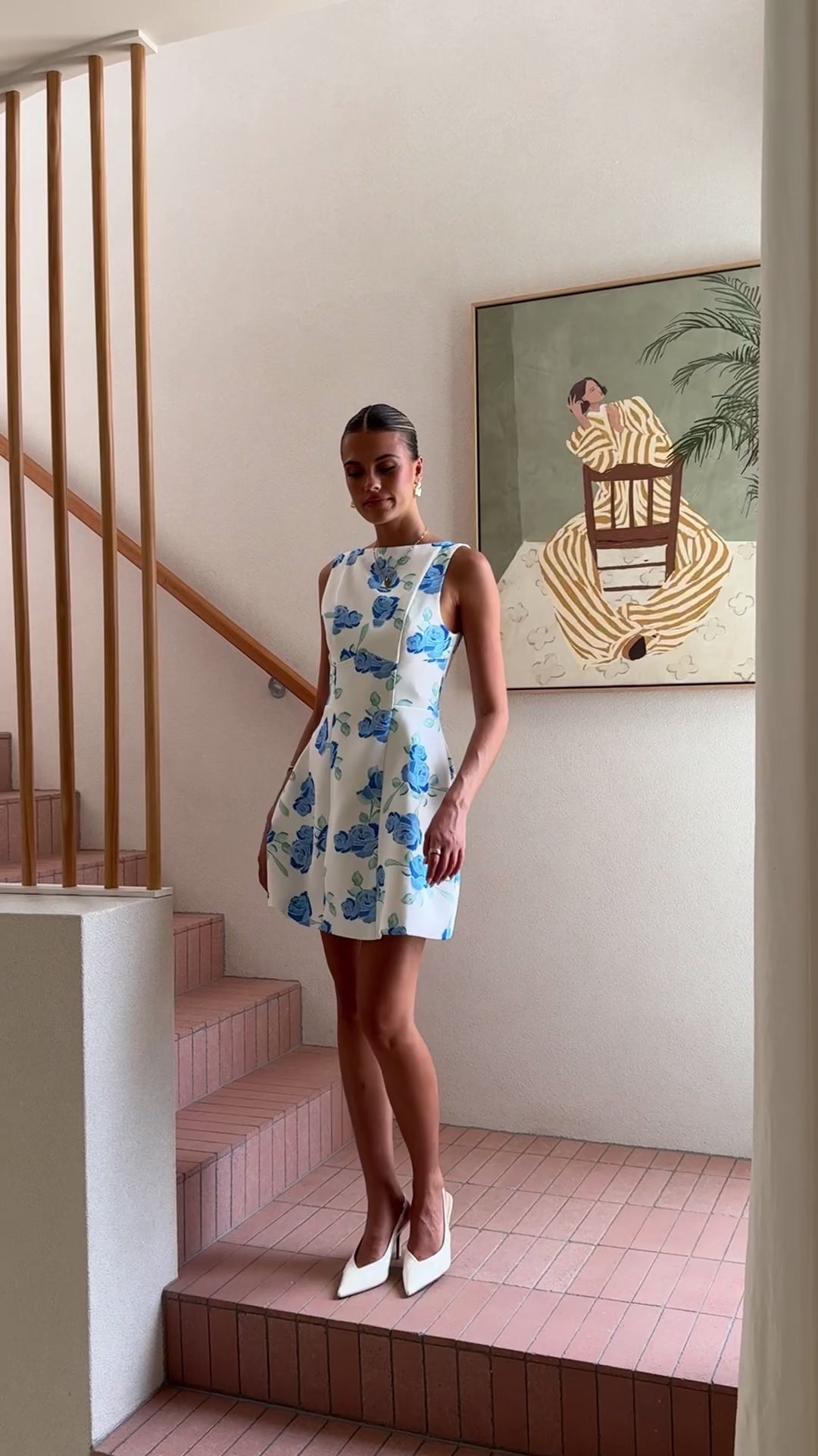 Load video: Rafiki Mini Dress - Baby Blue Floral - Billy J