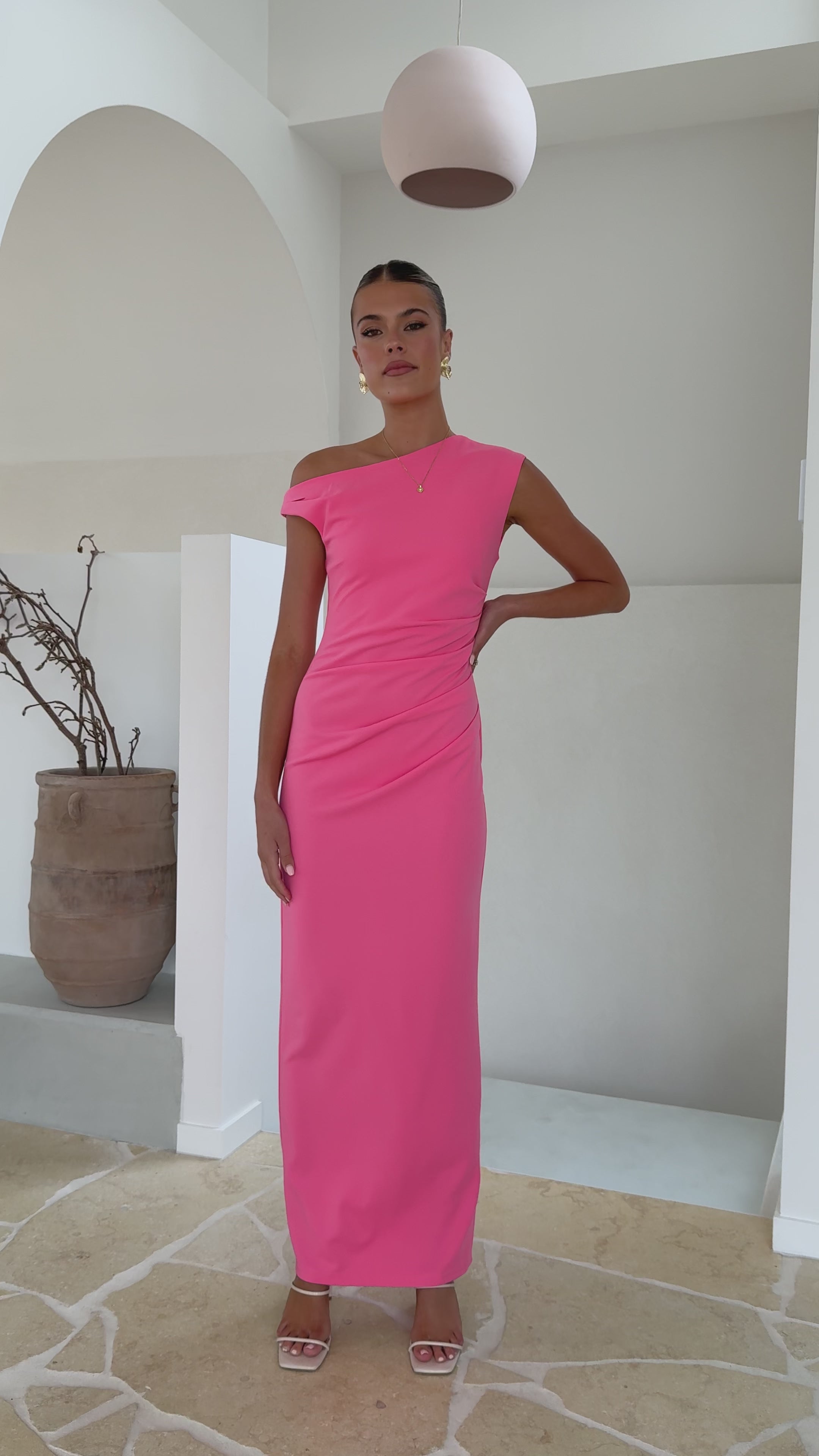 Load video: Lilah Maxi Dress - Pink - Billy J