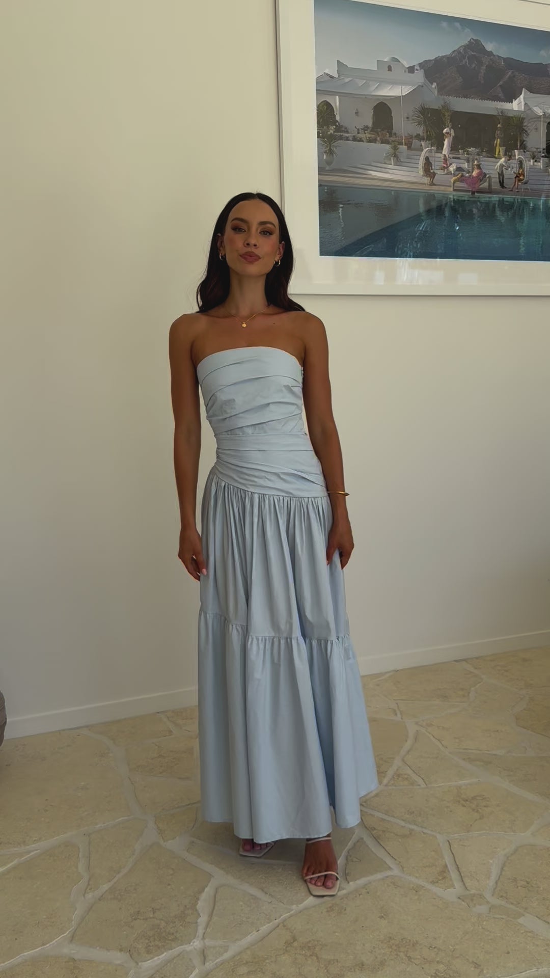 Load video: Lola Maxi Dress - Blue - Billy J