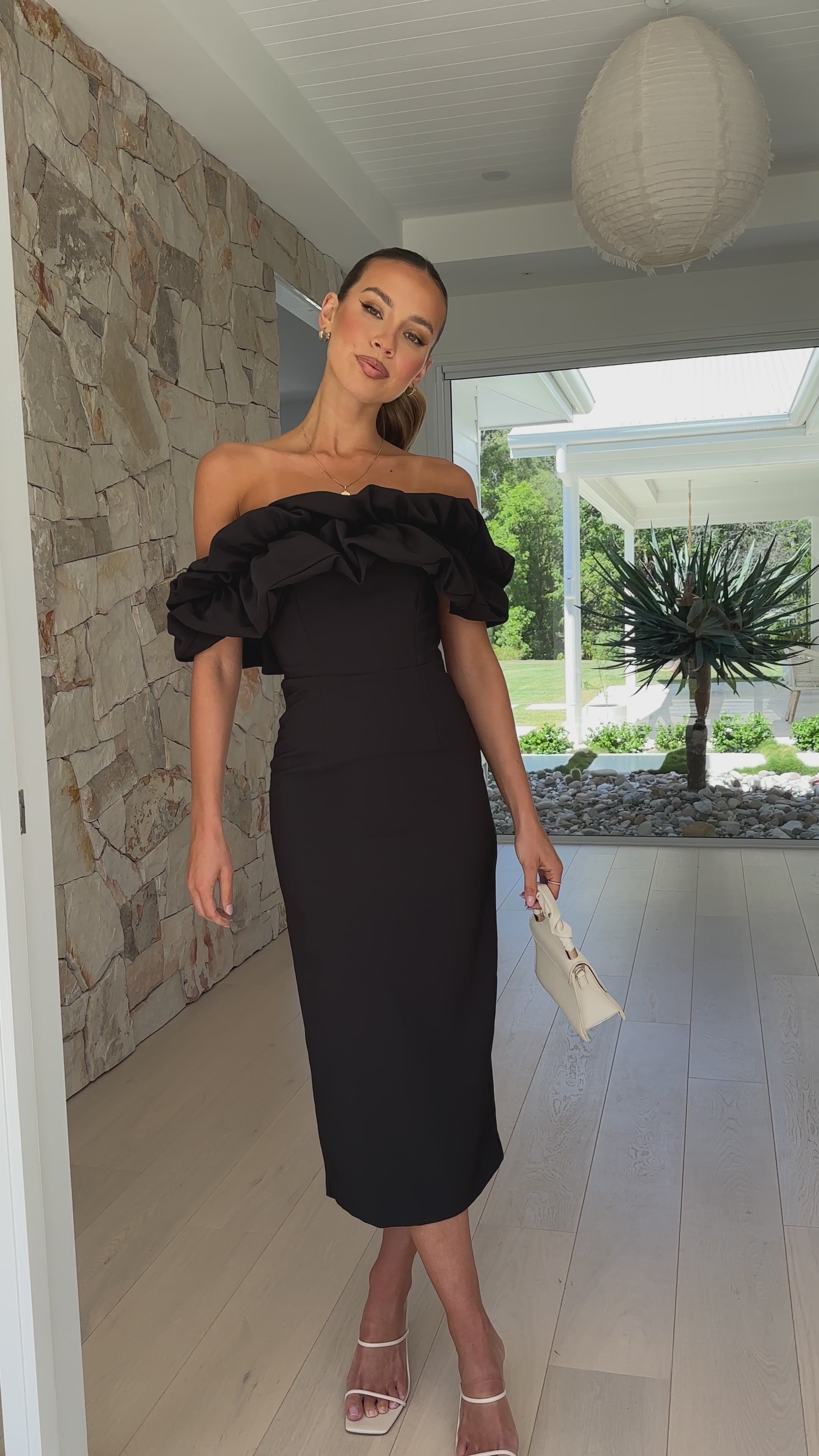 Load video: Bernadette Maxi Dress - Black - Billy J
