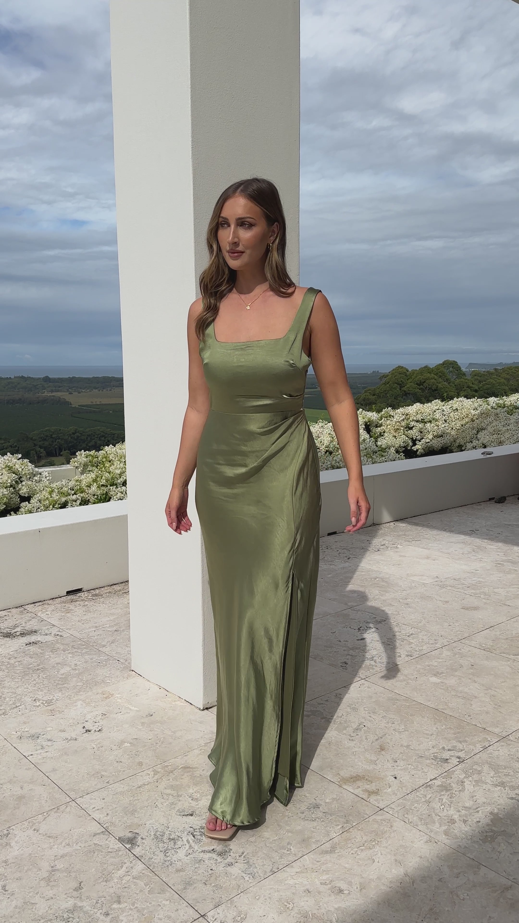 Load video: Alaria Maxi Dress - Olive - Billy J