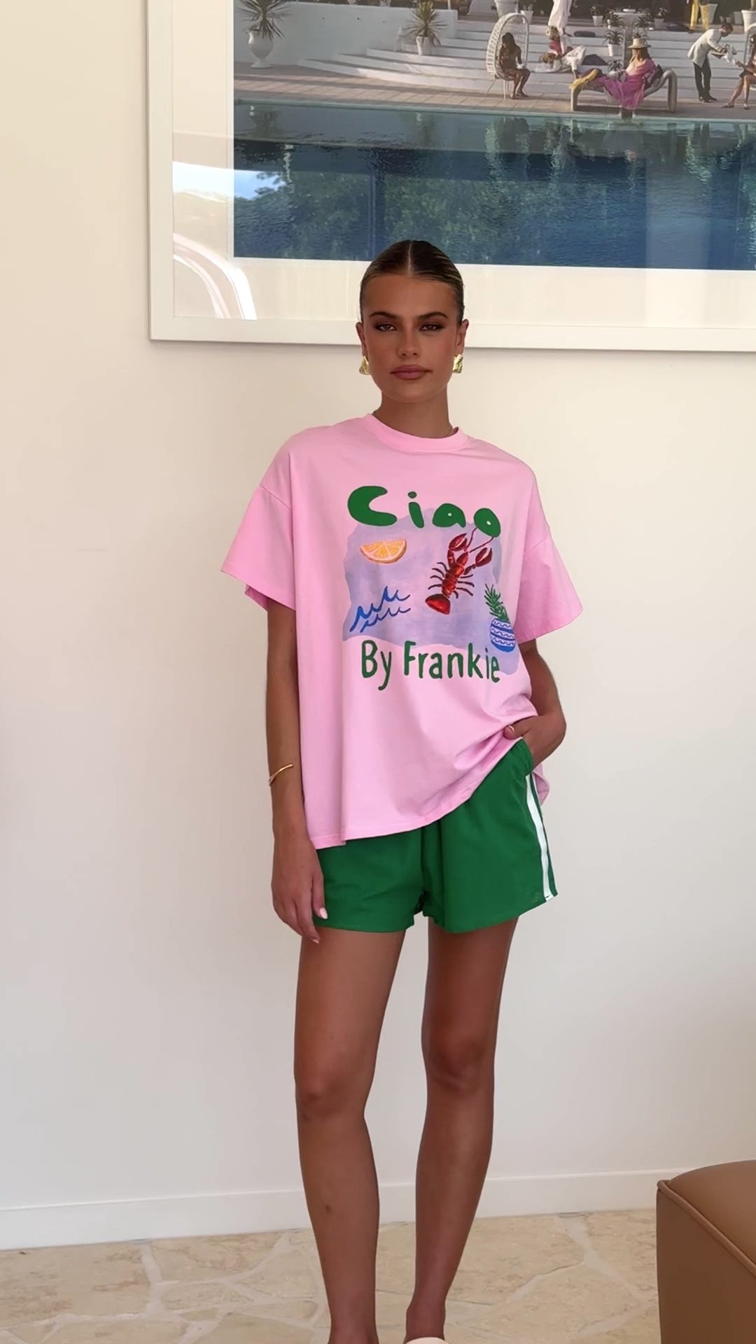 Load video: Ciao By Frankie Top and Shorts Set - Pink/Green - Billy J