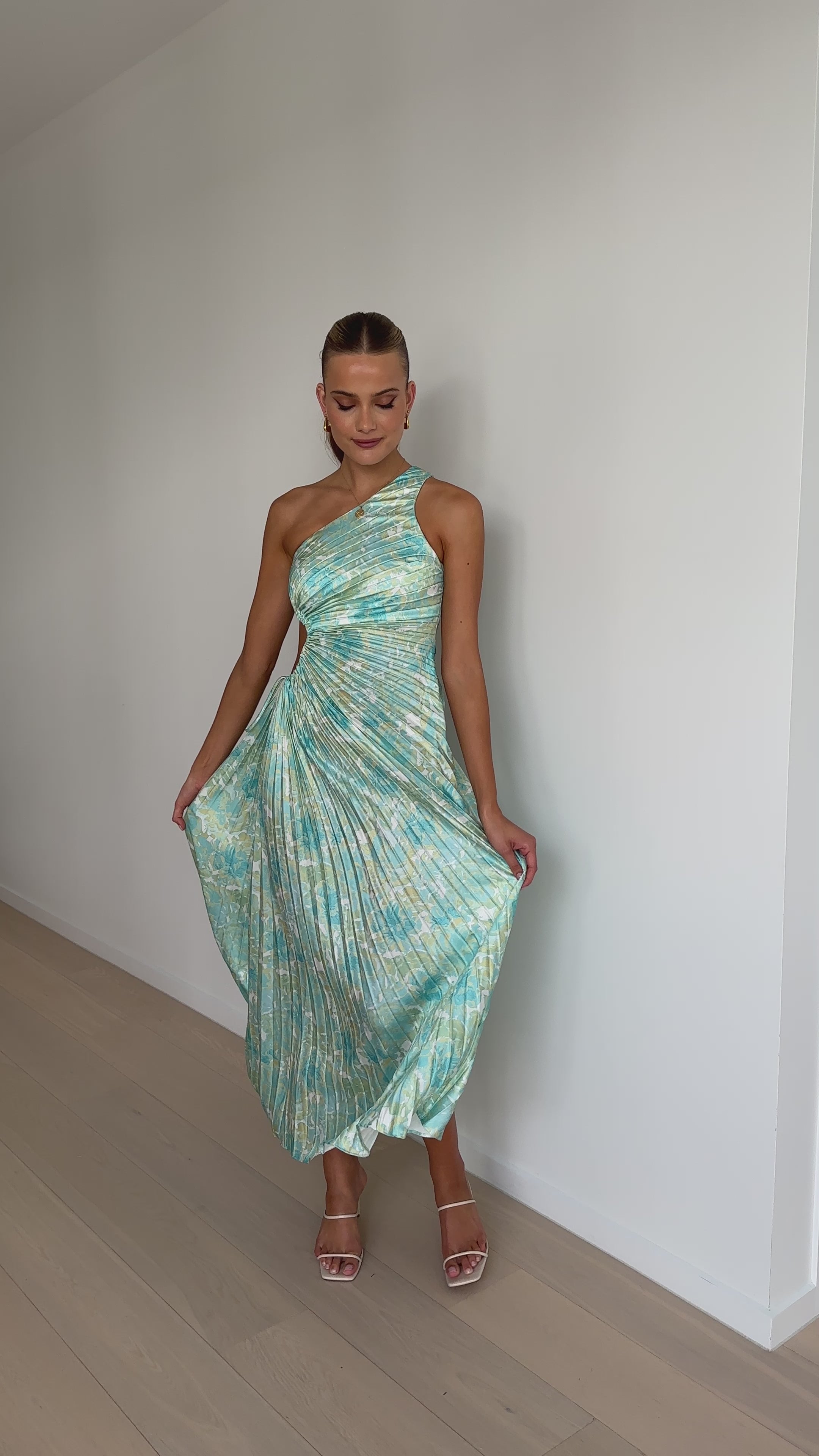 Load video: Laken Maxi Dress - Green Floral - Billy J