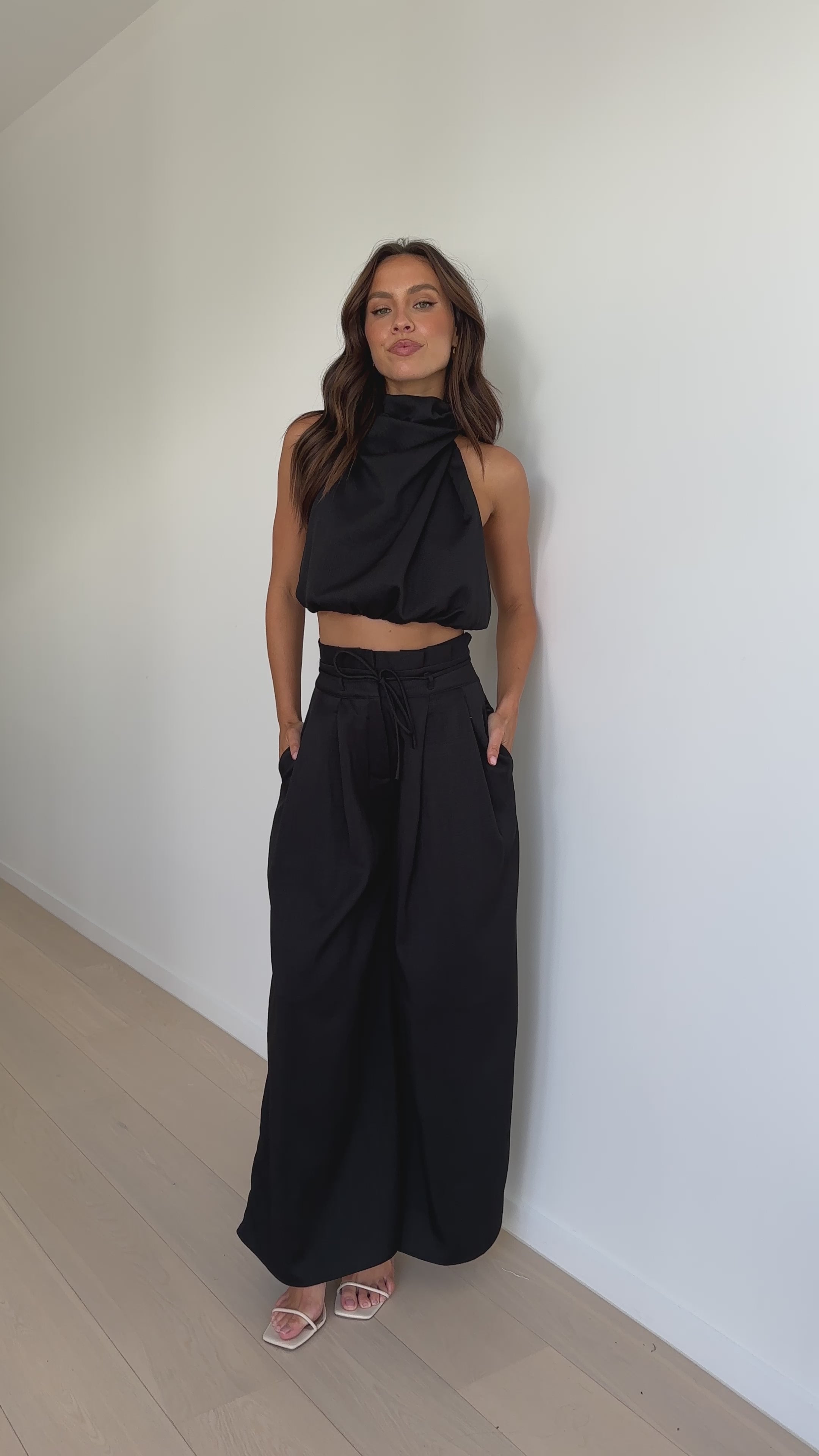 Load video: Melinda High Waist Pants - Black - Billy J