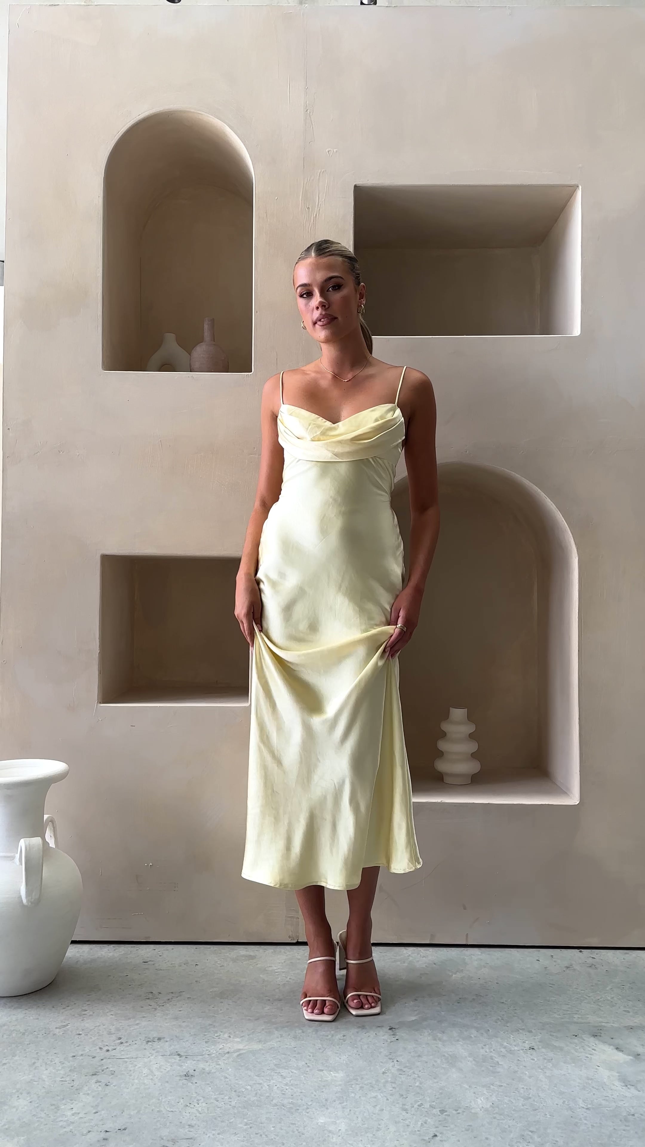 Load video: Justine Midi Dress - Yellow - Billy J
