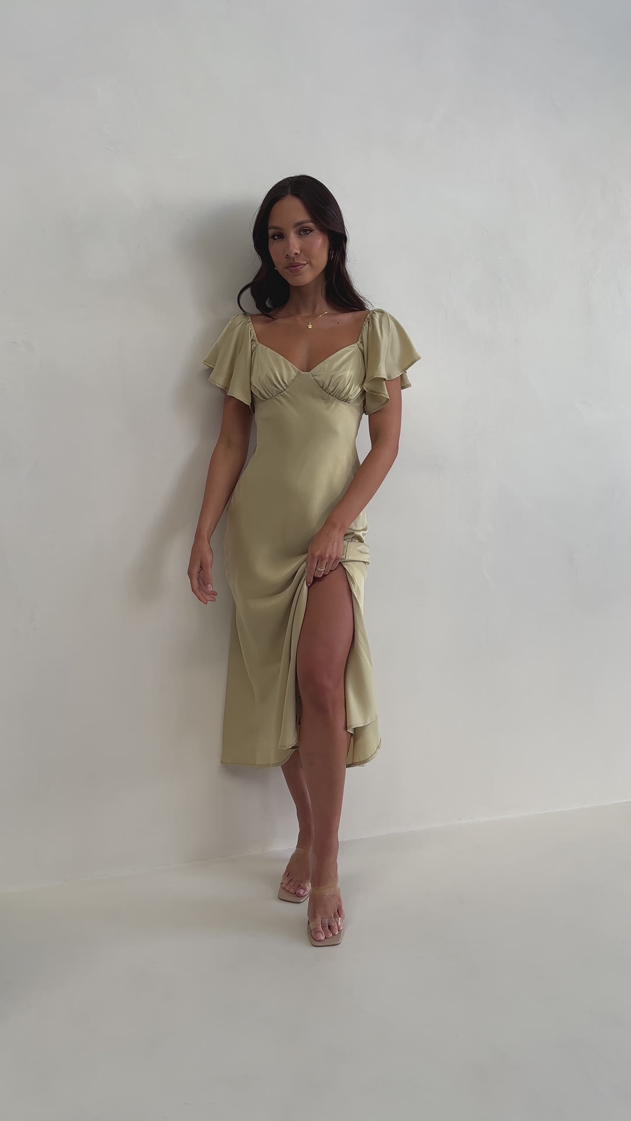 Load video: Louisa Midi Dress - Olive