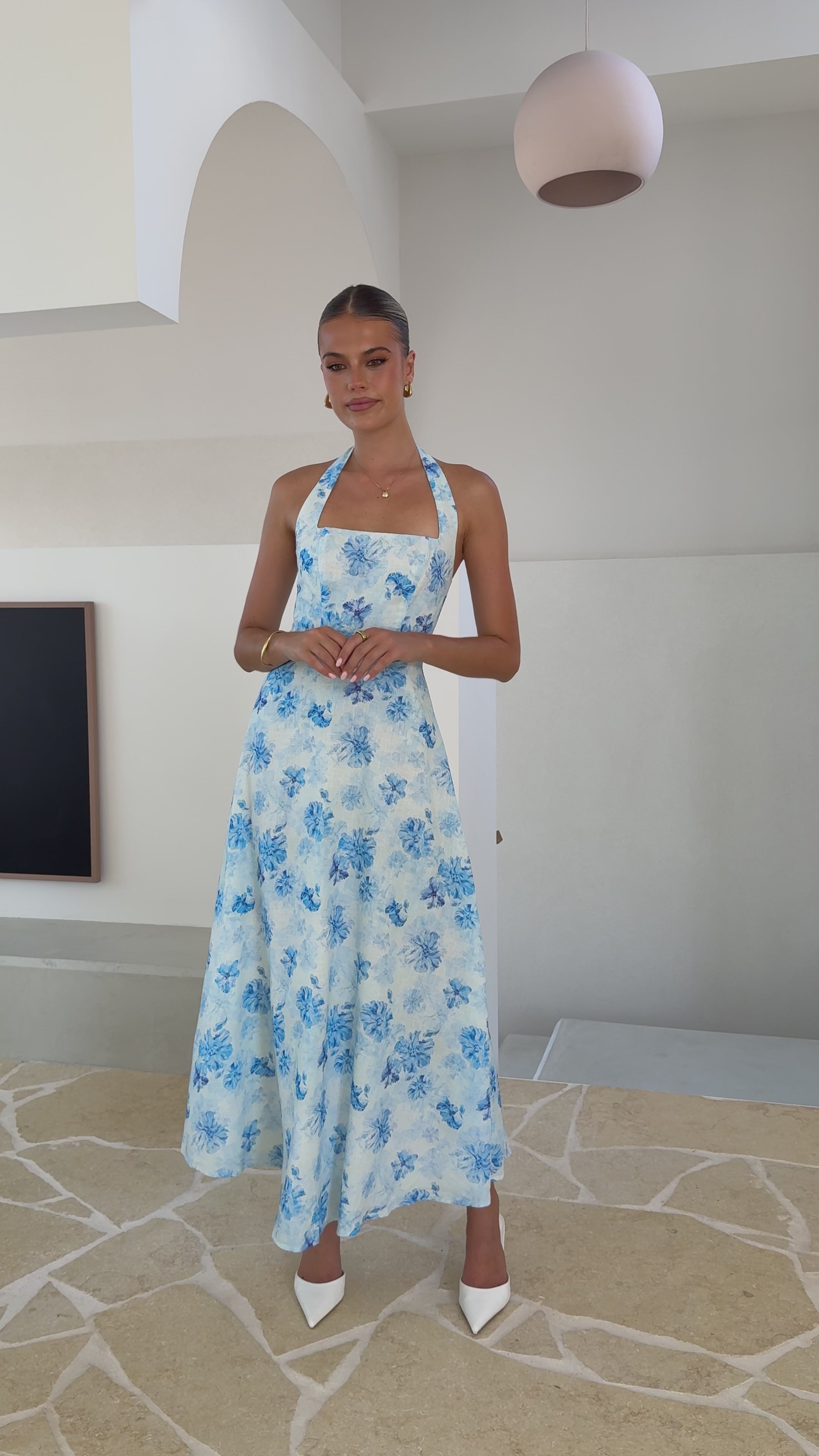 Load video: Mady Maxi Dress - Blue Floral - Billy J