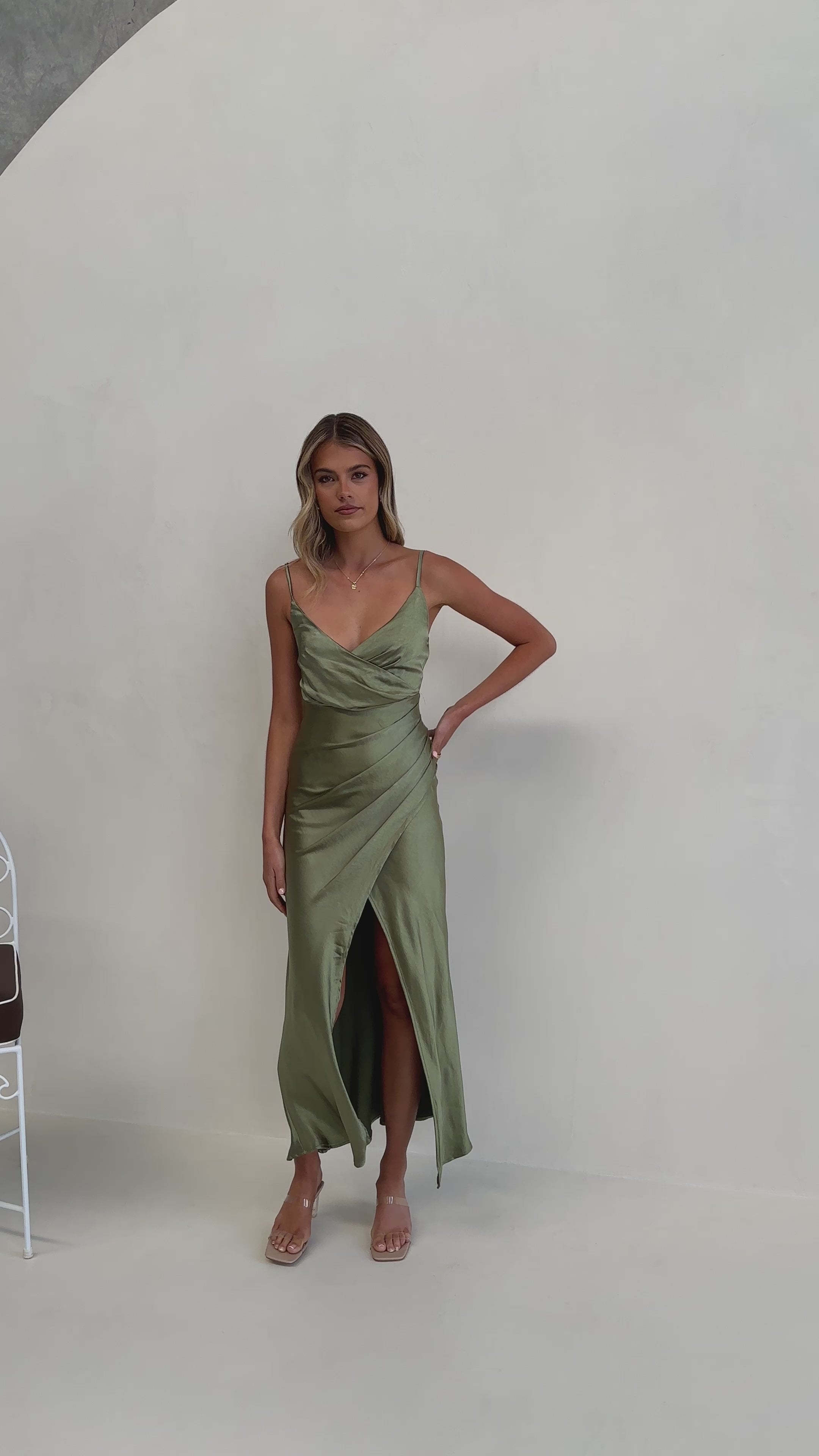 Load video: Elsa Midi Dress - Olive