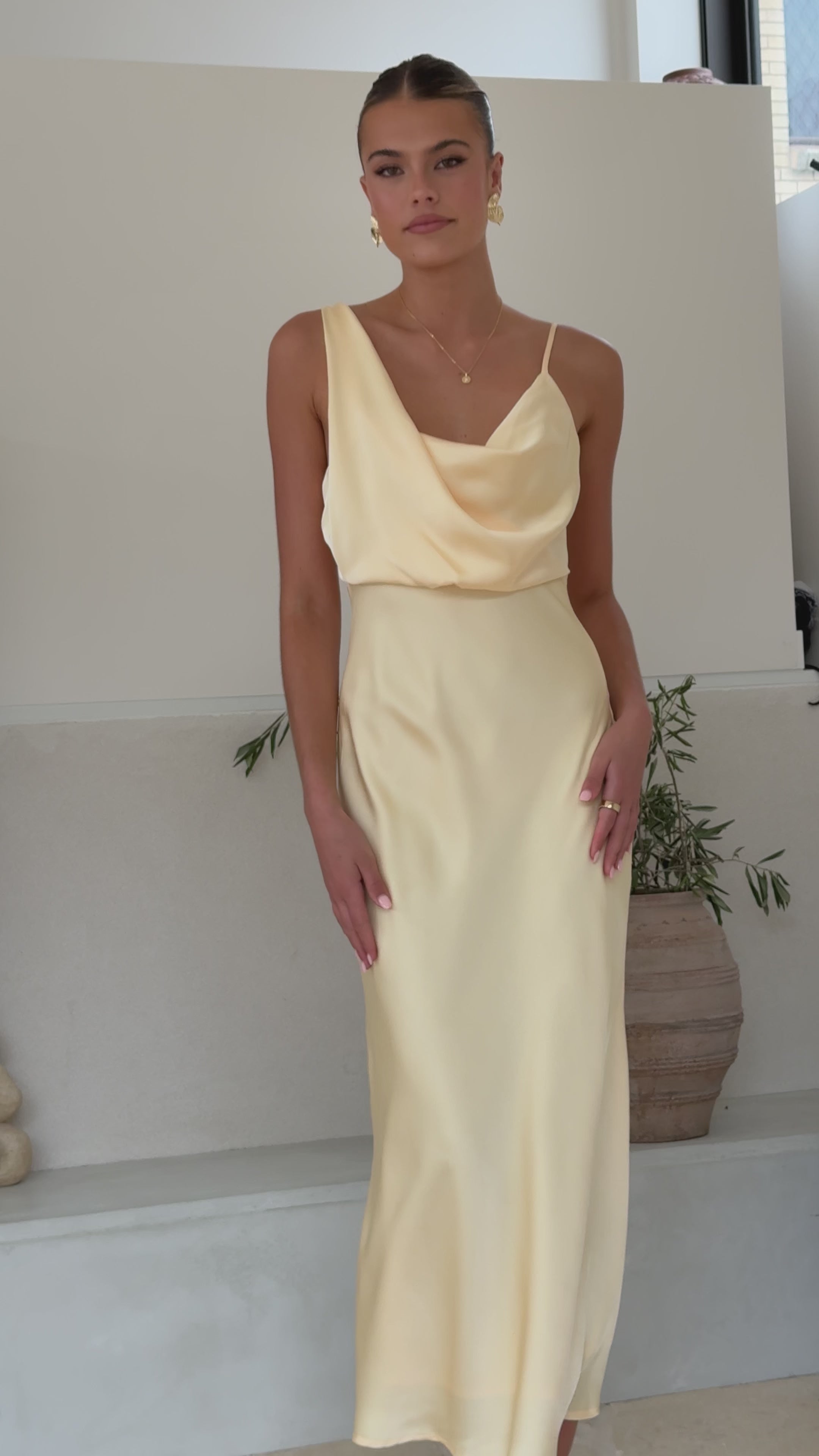 Load video: Audrey Maxi Dress - Yellow - Billy J