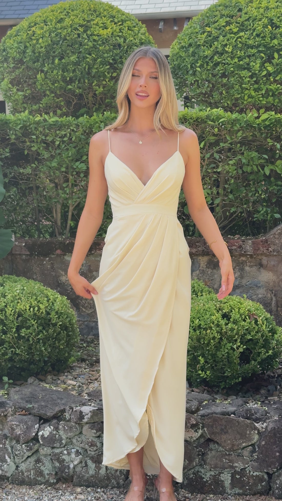 Charlotte Draped Maxi Dress - Yellow - Billy J