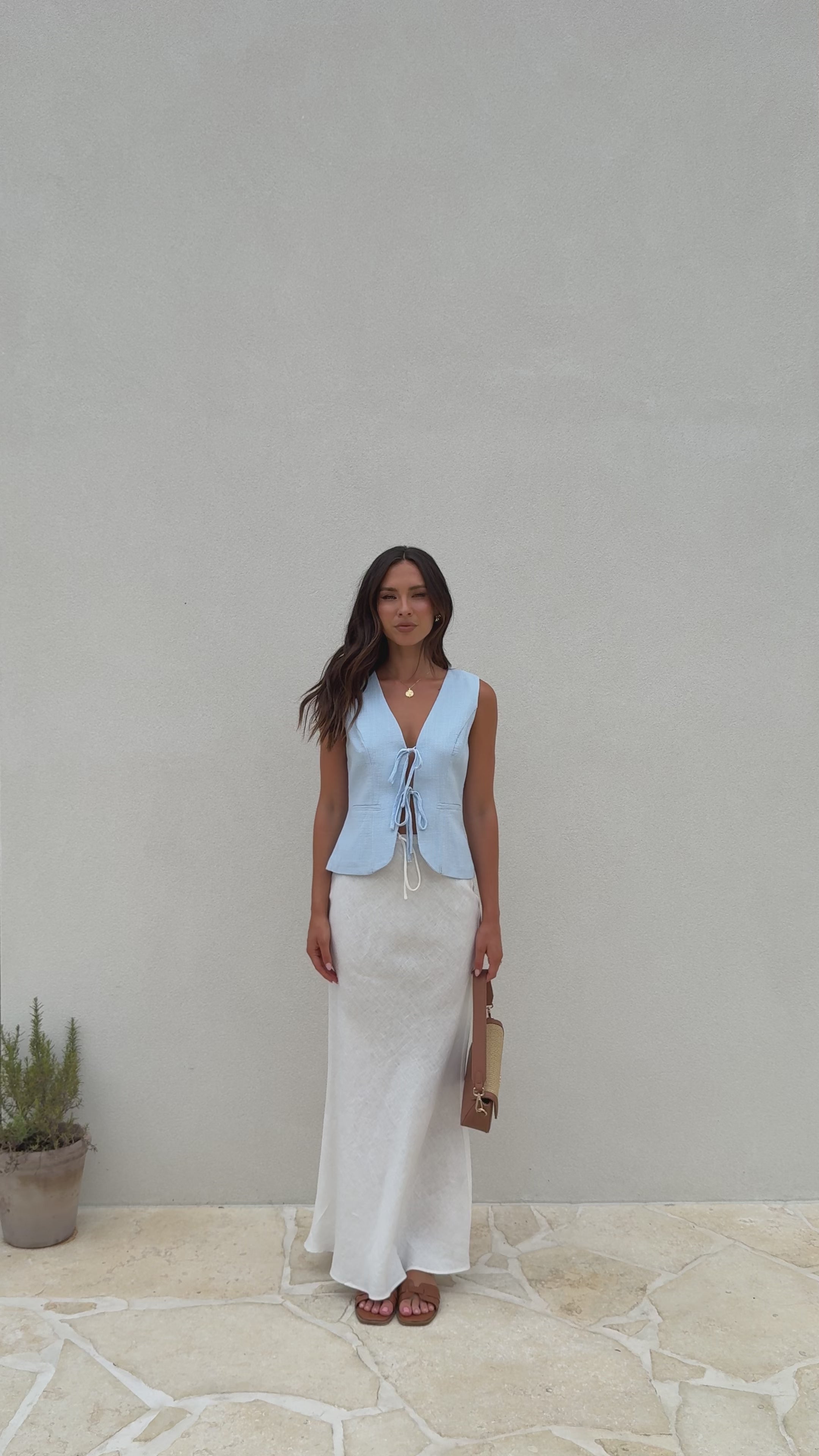 Load video: Alisa Tie Vest - Light Blue - Billy J