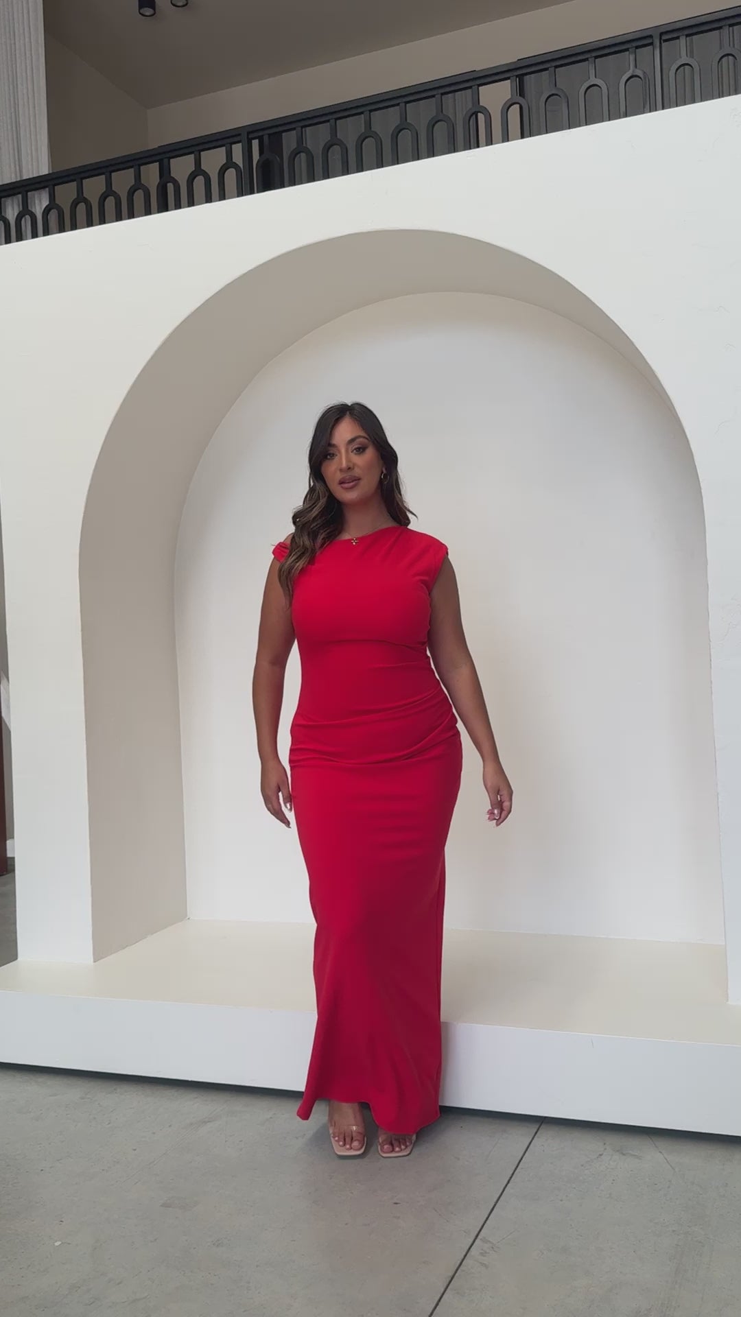 Load video: Lilah Maxi Dress - Red - Billy J