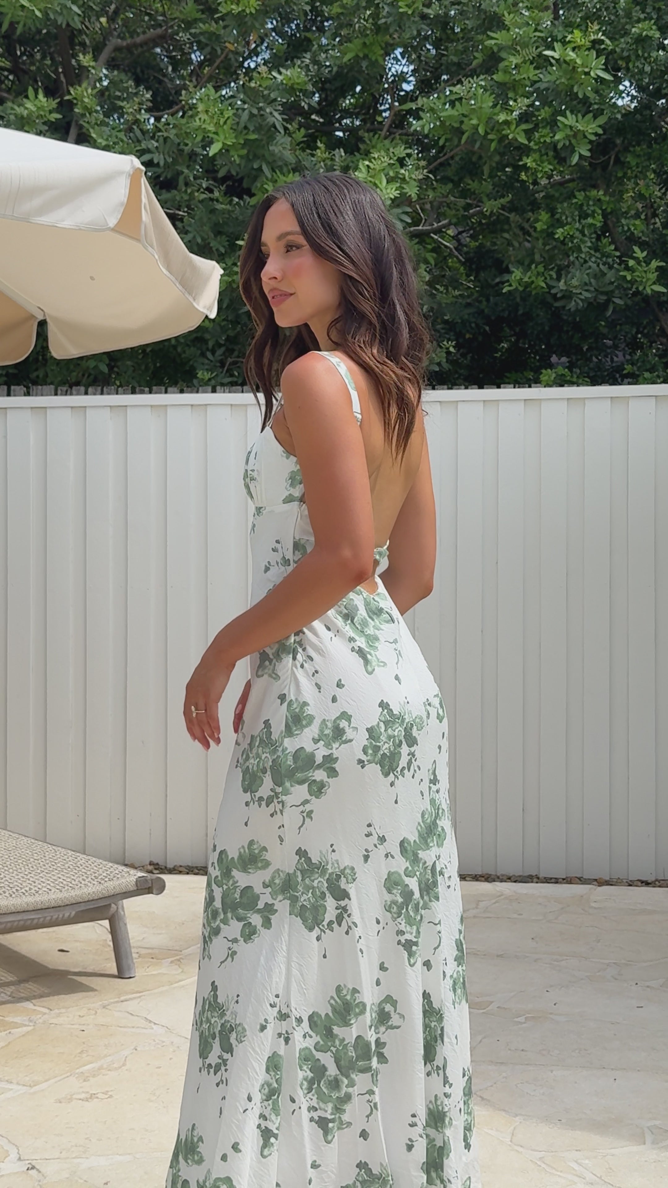 Load video: Margo Midi Dress - Green Floral - Billy J