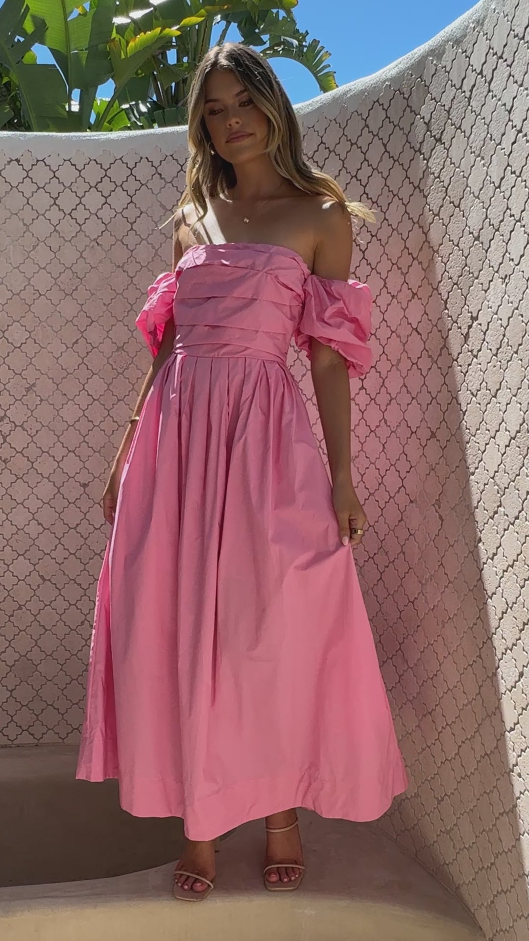 Load video: Caelius Midi Dress - Pink - Billy J