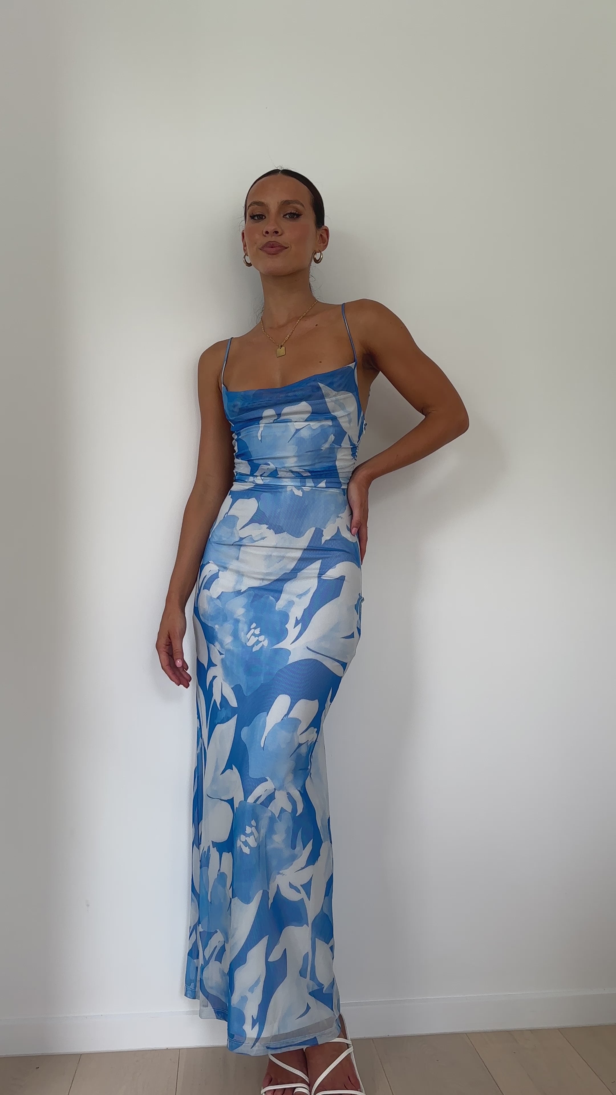 Load video: Ashley Maxi Dress - Blue Floral - Billy J