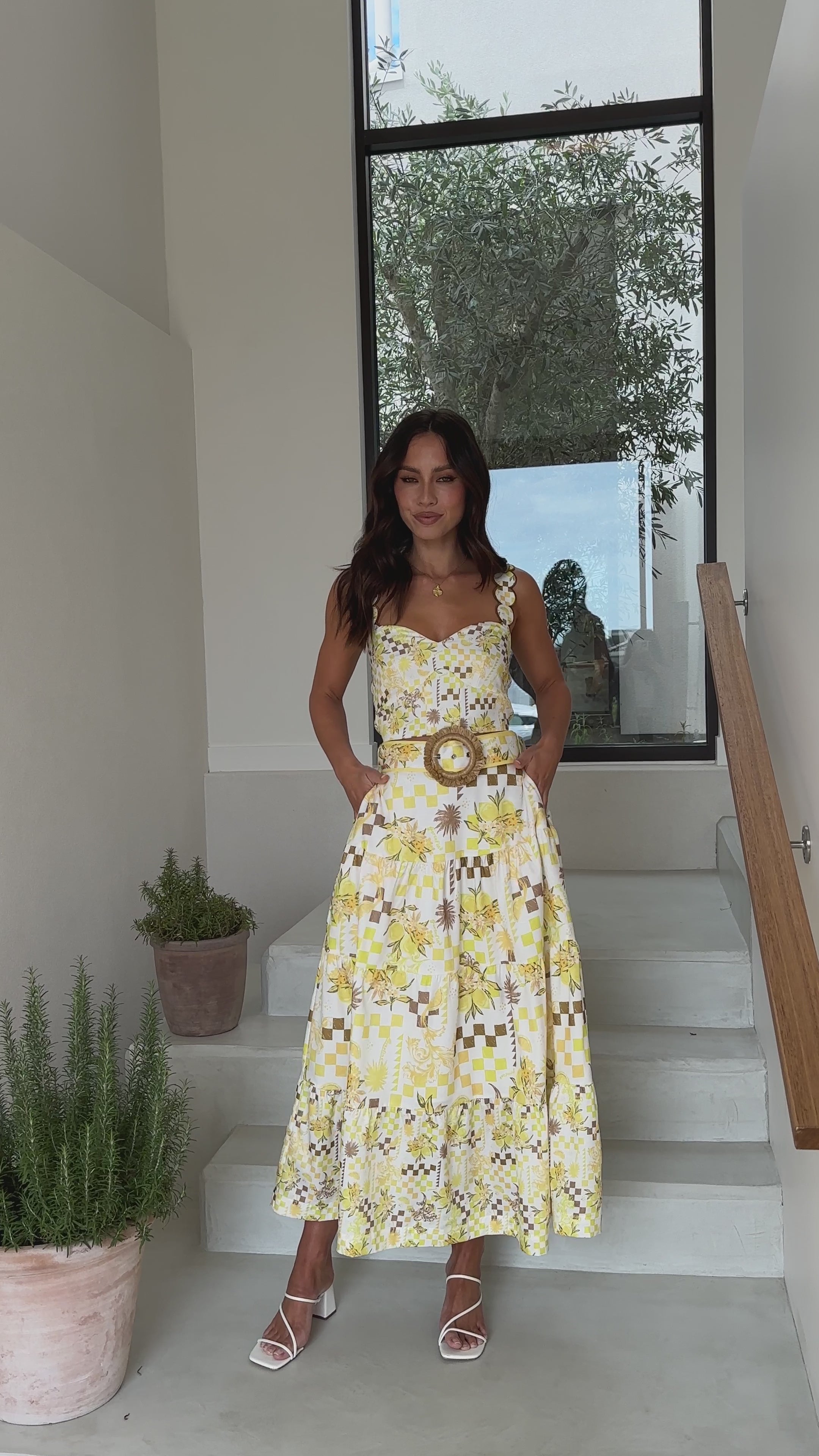 Load video: Danessa Crop Top - Yellow Portofino - Billy J