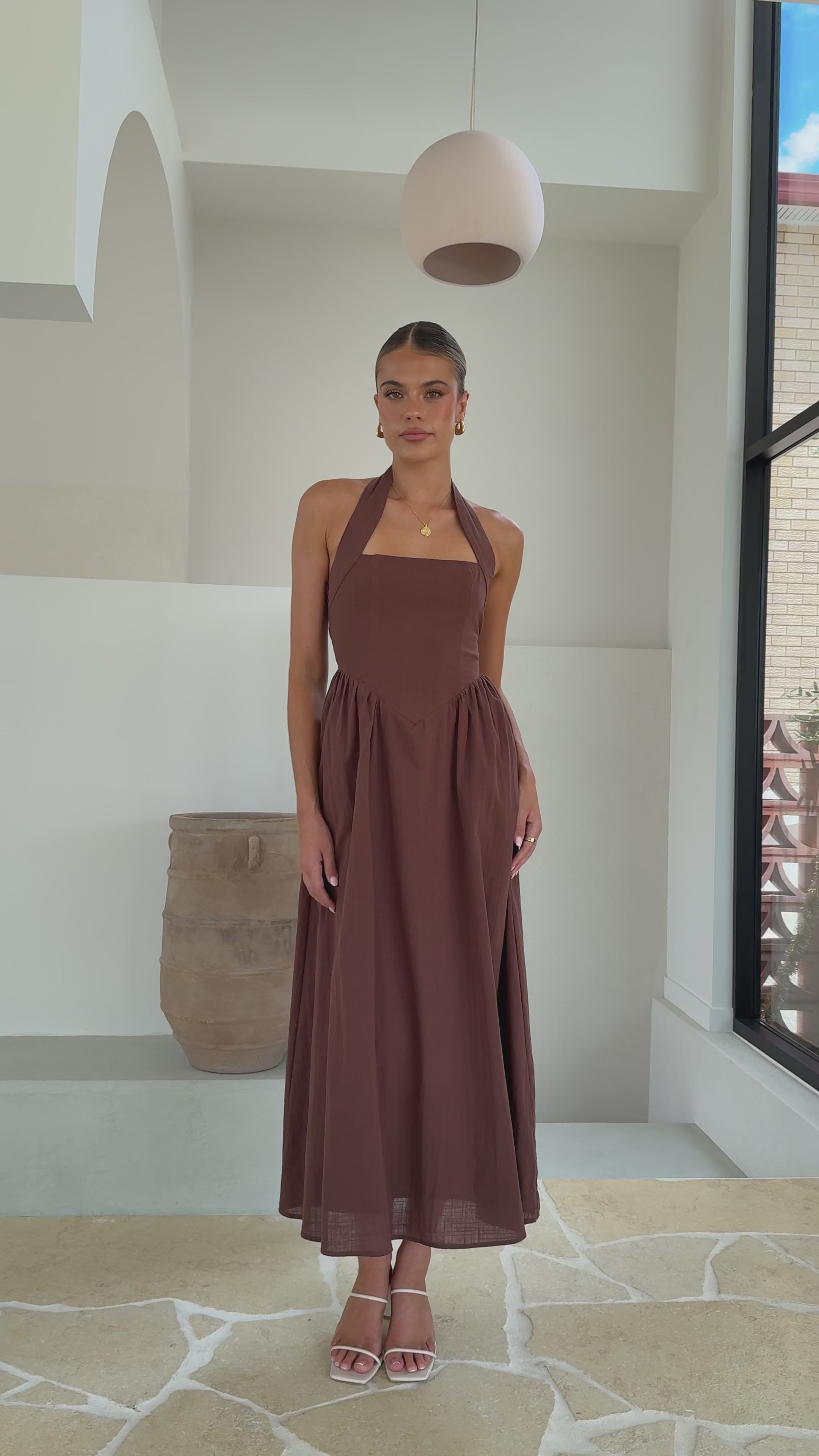 Load video: Caden Maxi Dress - Chocolate - Billy J