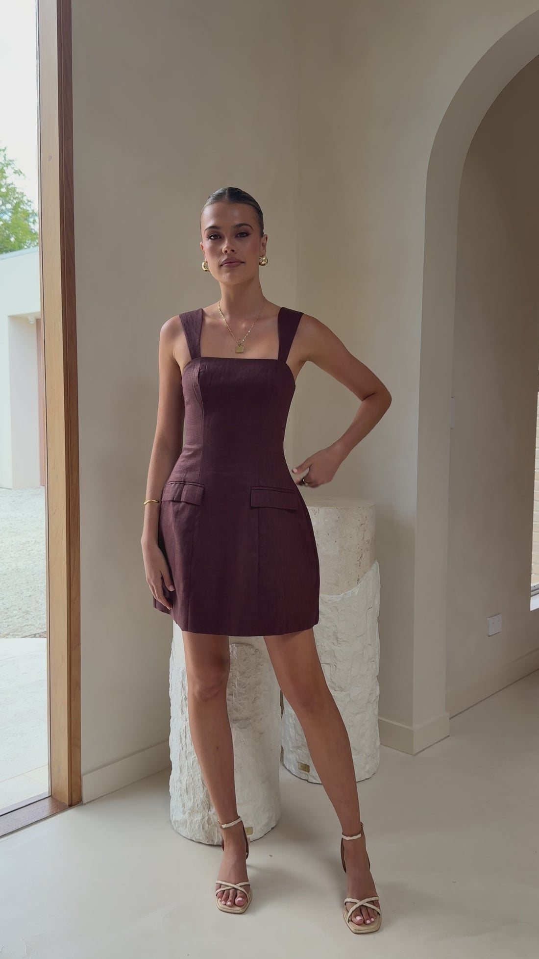 Hilarie Mini Dress - Brown - Billy J