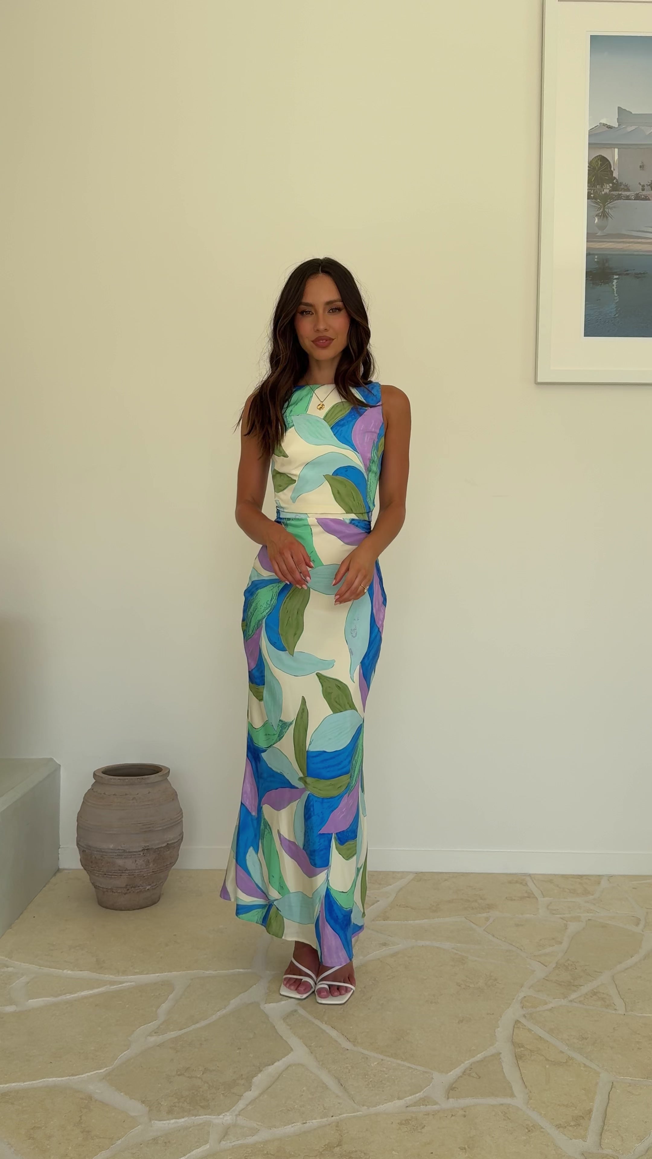 Load video: Helenie Maxi Dress - Blue/Green - Billy J