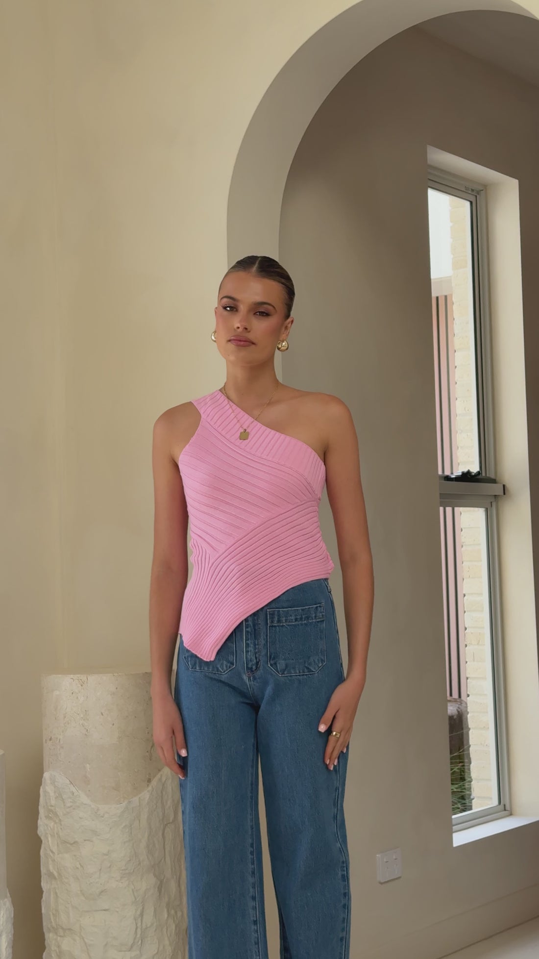 Alyssia One Shoulder Top - Pink - Billy J