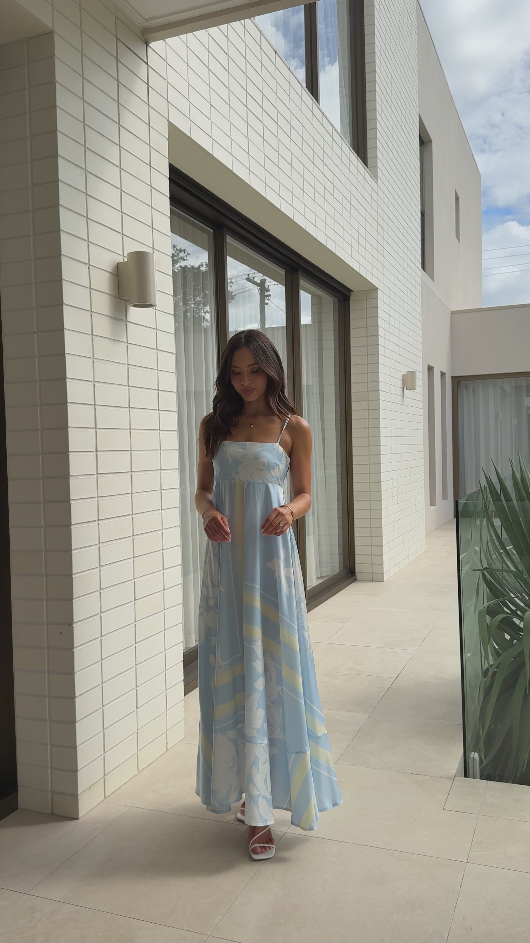 Load video: Kaethe Maxi Dress - Blue/Yellow - Billy J