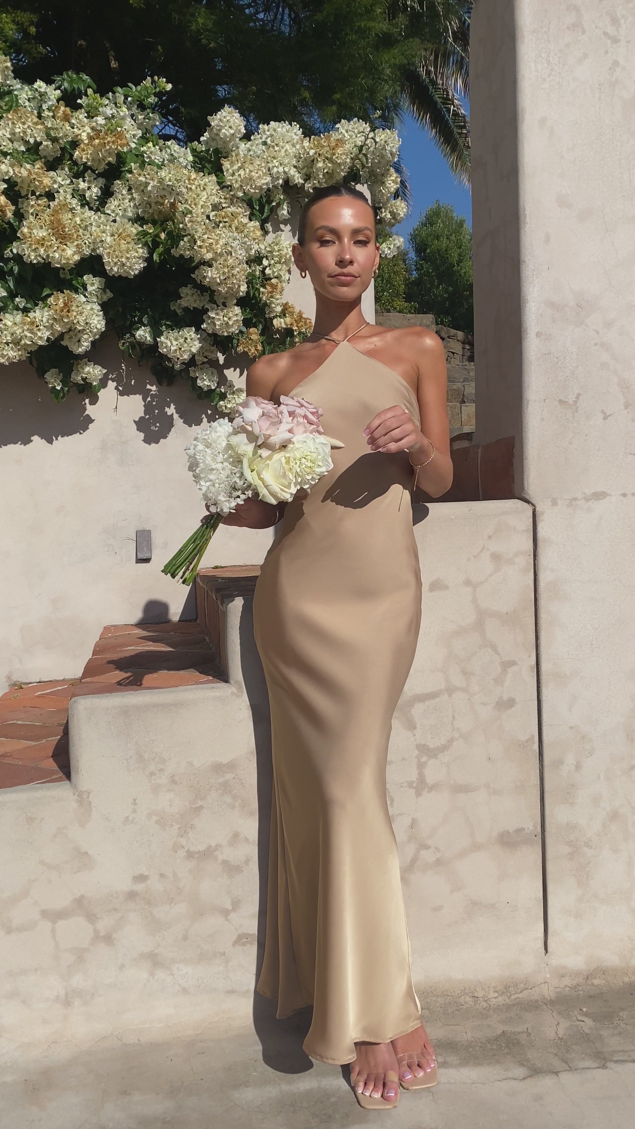Load video: Chiara Maxi Dress - Latte - Billy J