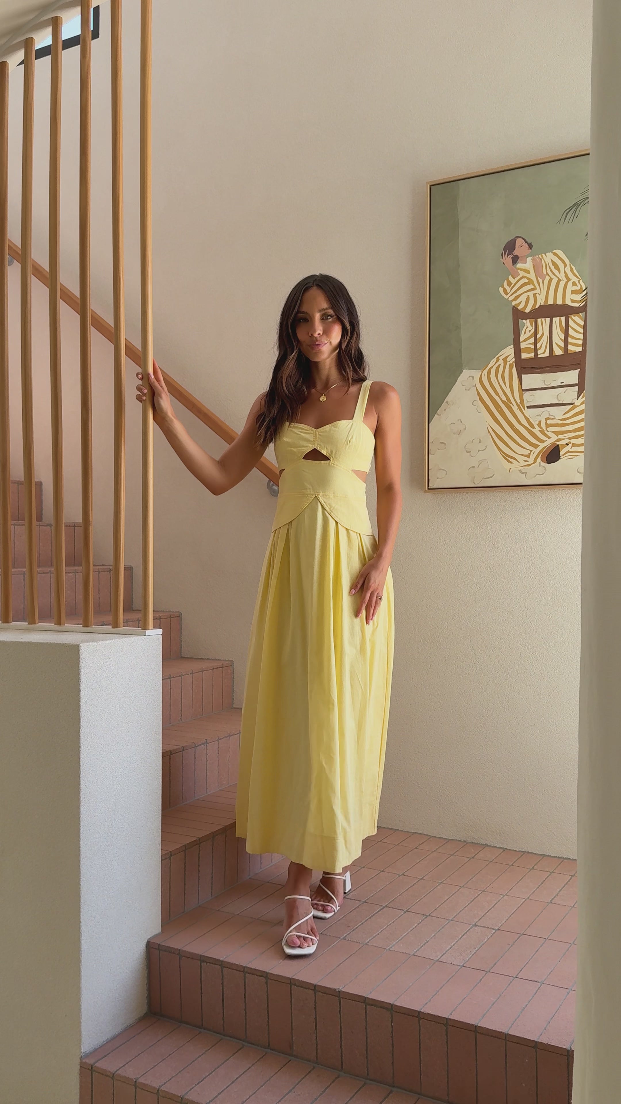 Load video: Harleigh Midi Dress - Yellow - Billy J