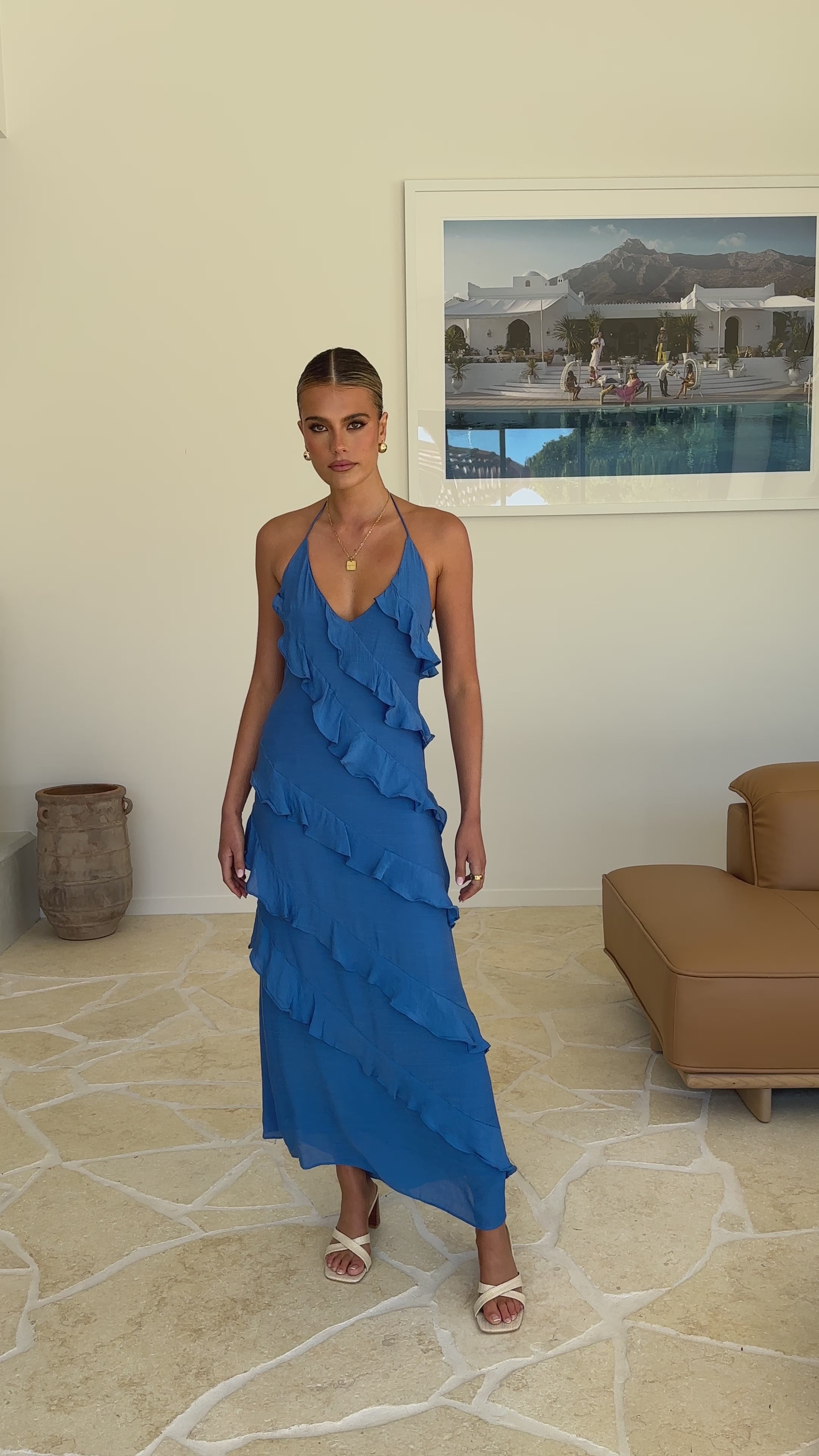 Load video: Sophia Maxi Dress - Cobalt Blue - Billy J