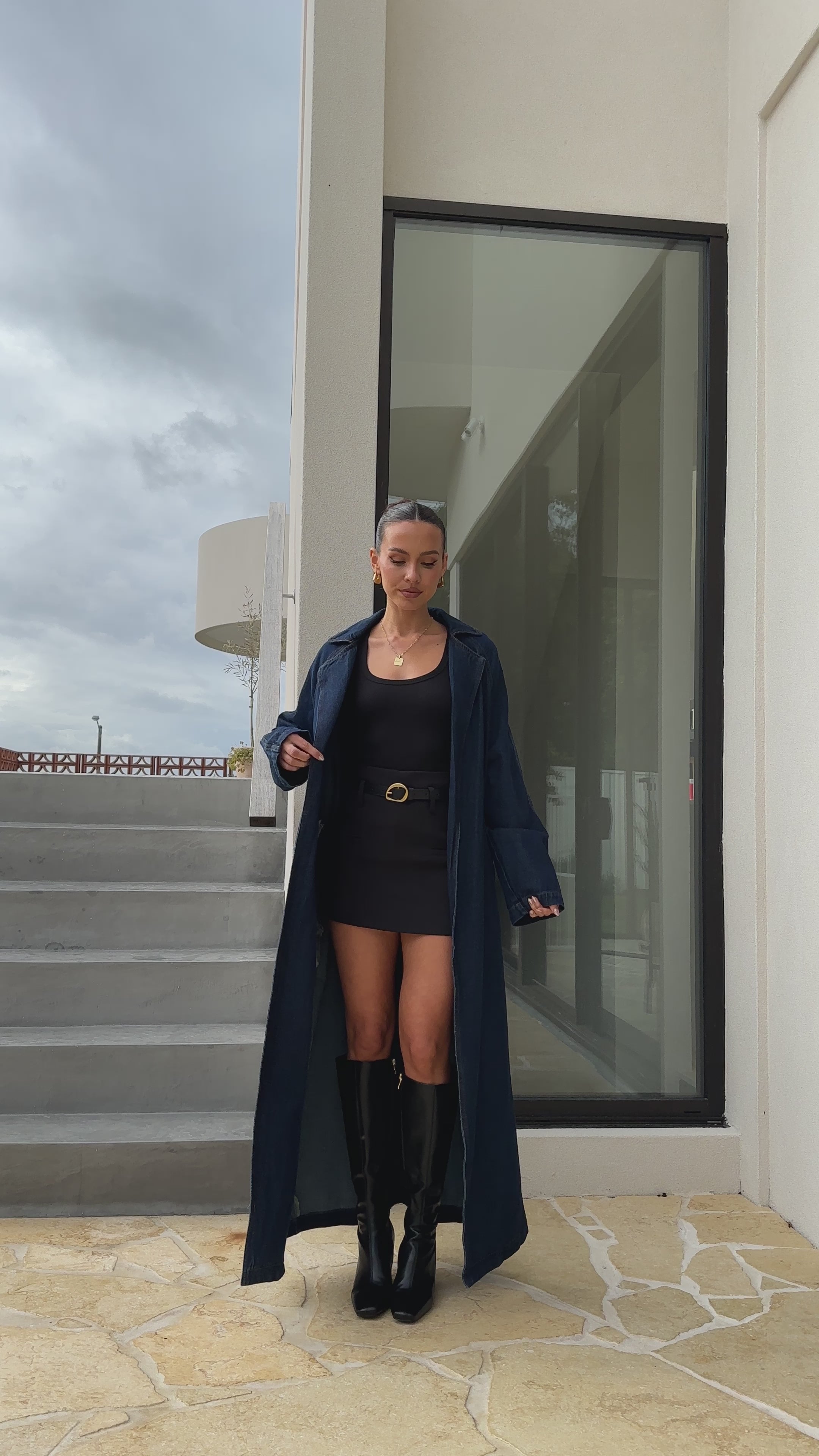 Load video: Candice Trench Coat - Indigo - Billy J