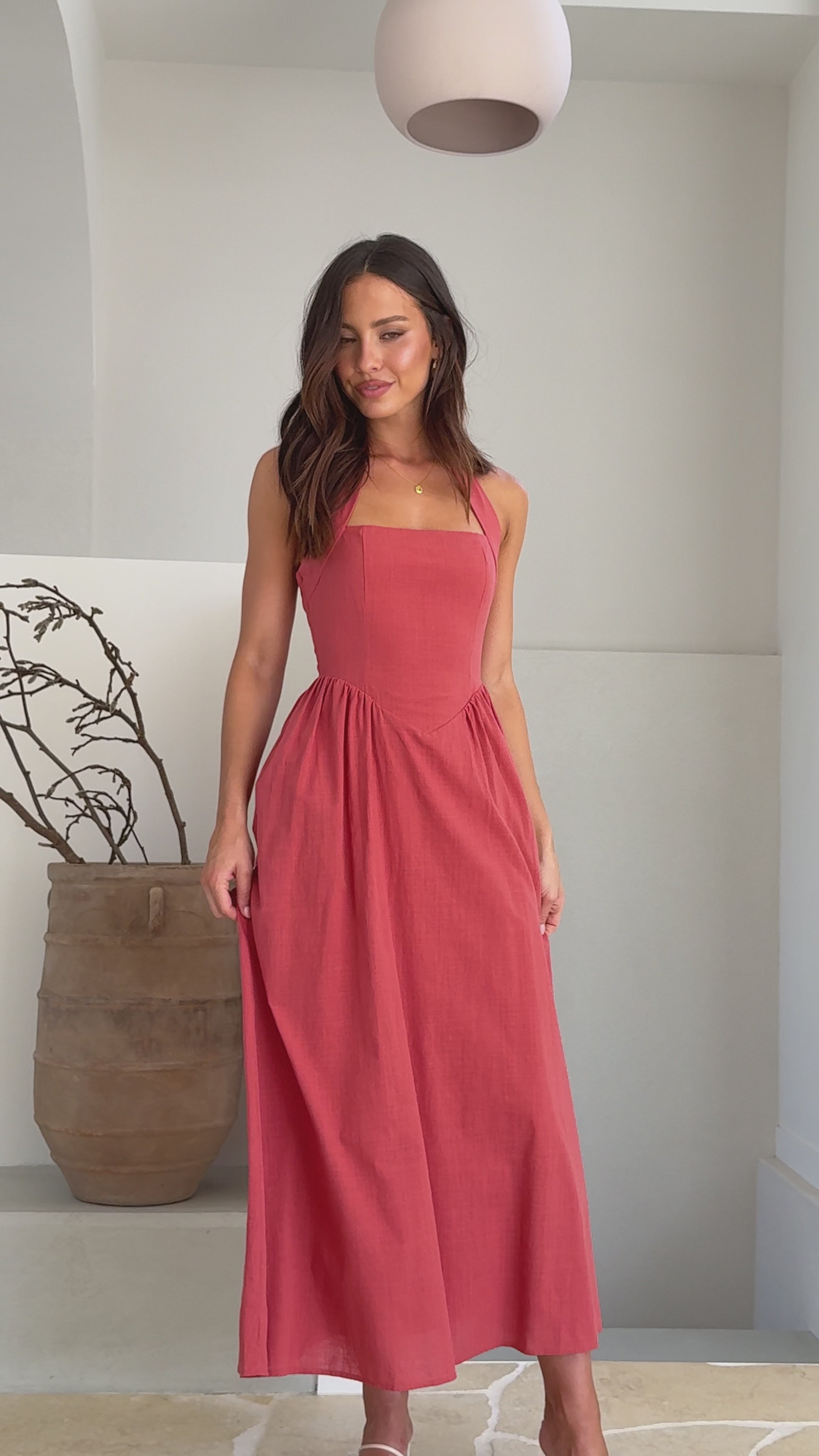 Load video: Caden Maxi Dress - Rust - Billy J