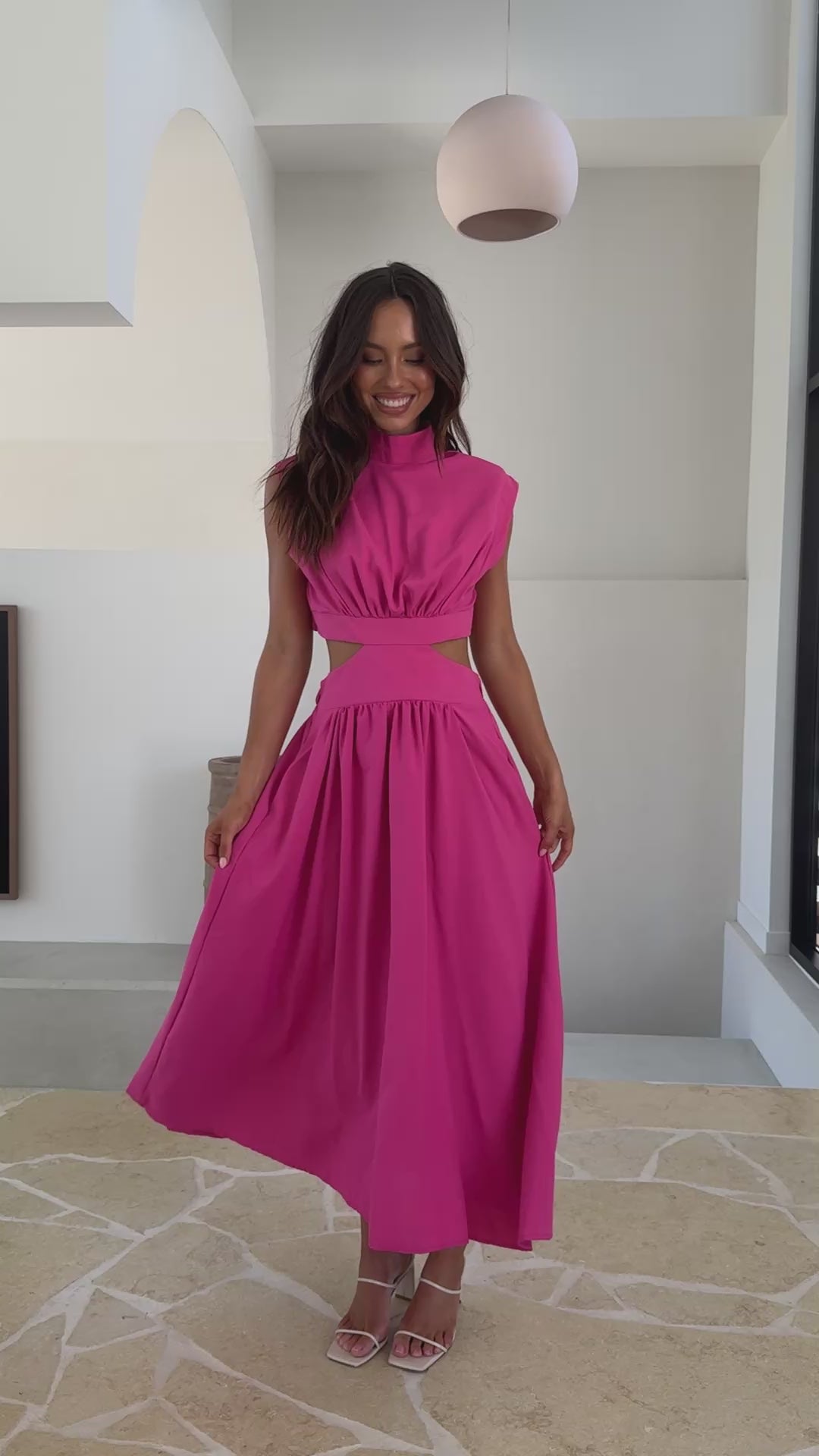 Load video: Maddison Midi Dress - Hot Pink - Billy J