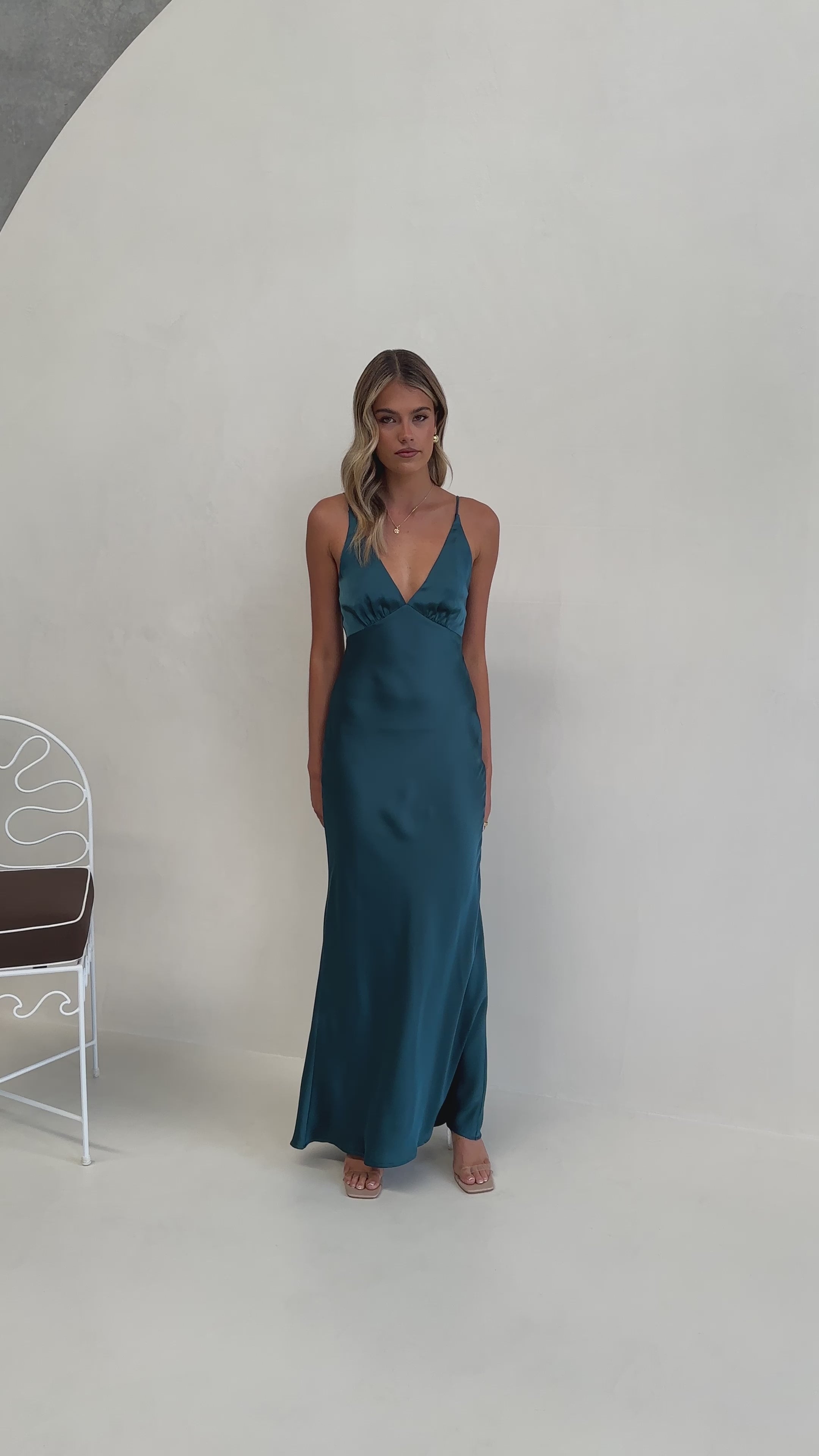 Load video: Ziah Maxi Dress - Teal - Billy J