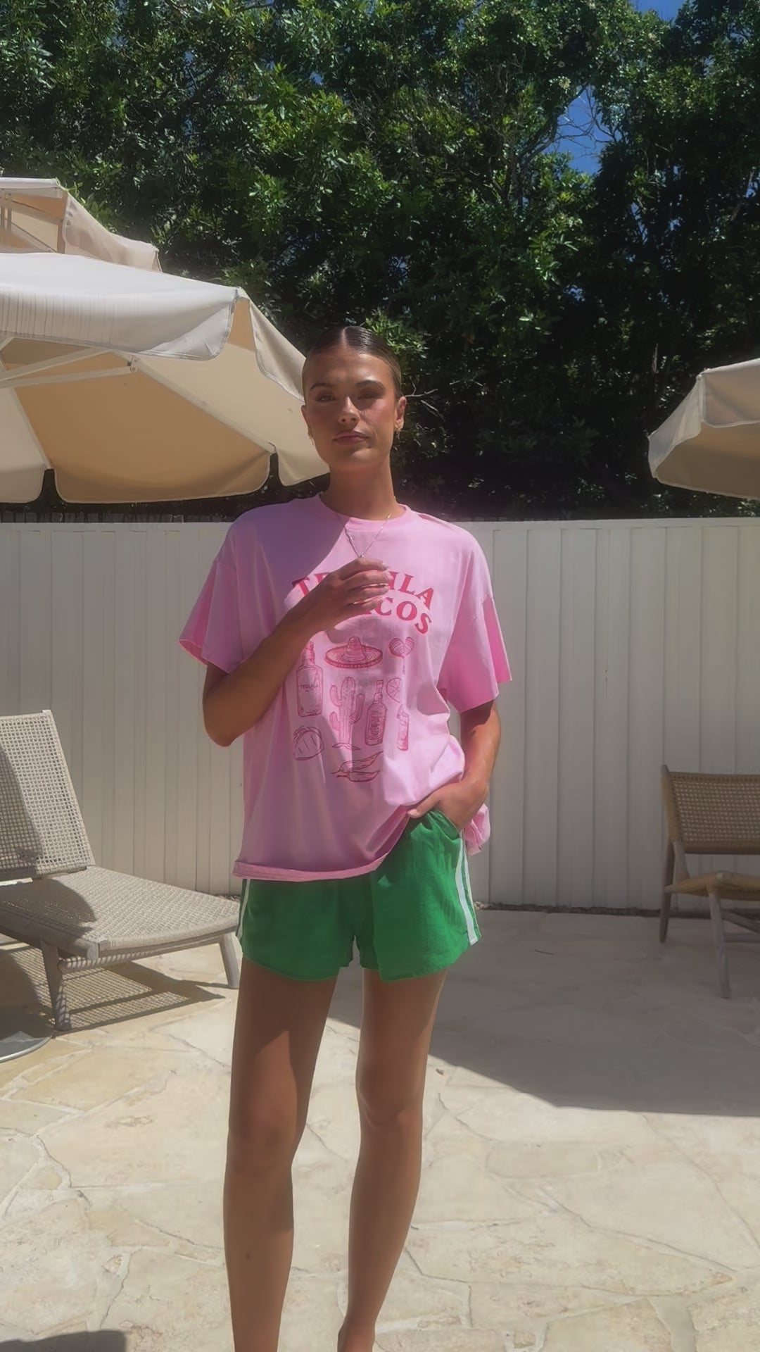 Load video: Tequila &amp; Tacos shirt and Shorts Set - Pink/Green - Billy J
