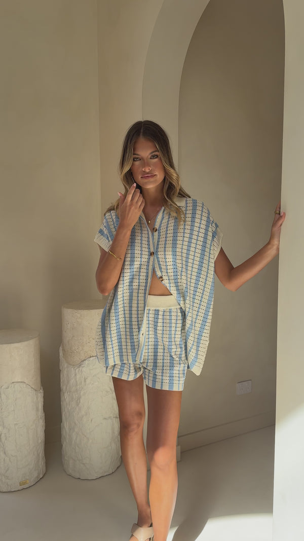 Leonie Knit Shorts - Blue - Billy J