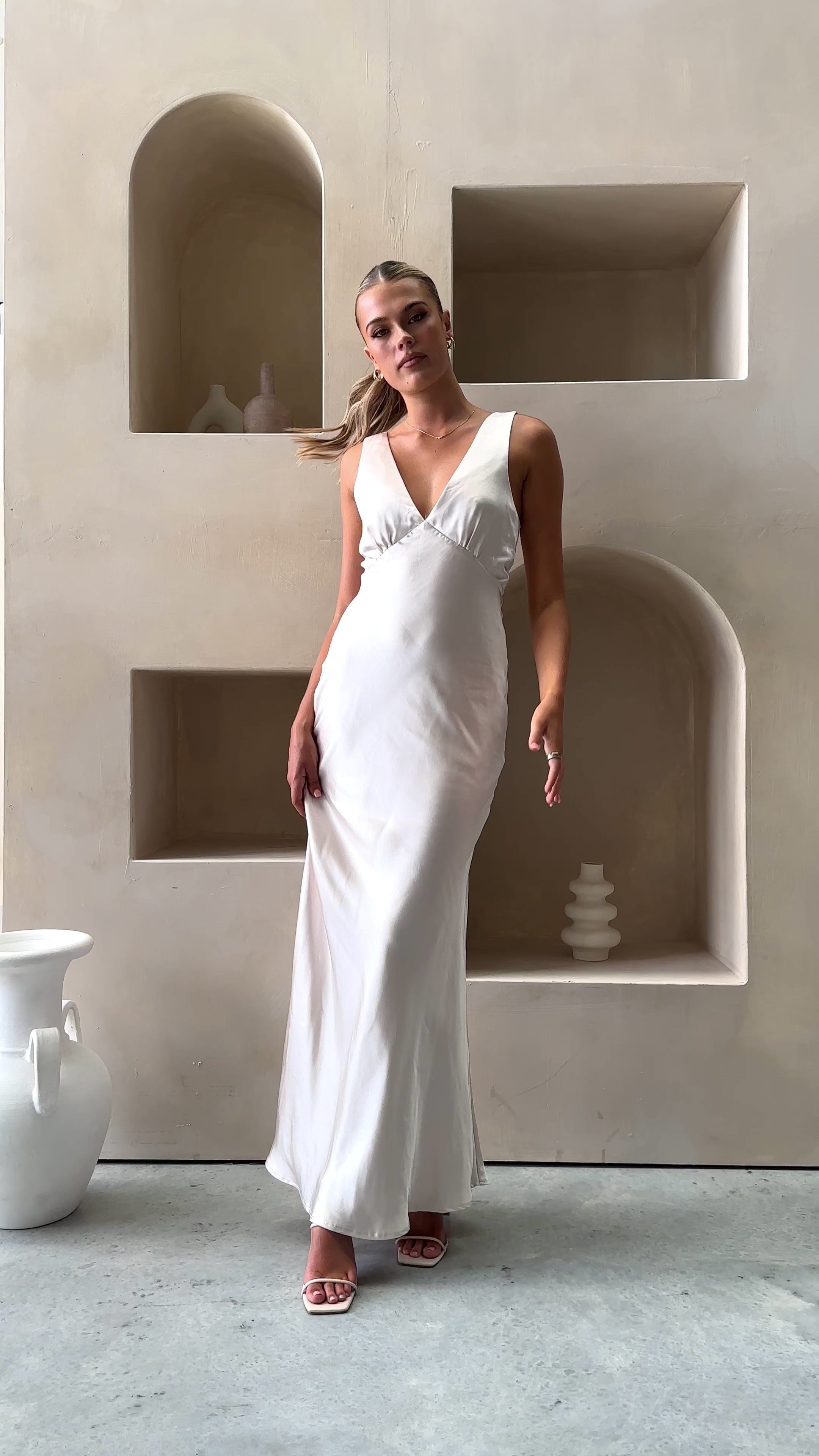 Load video: Sofia Maxi Dress - Champagne - Billy J