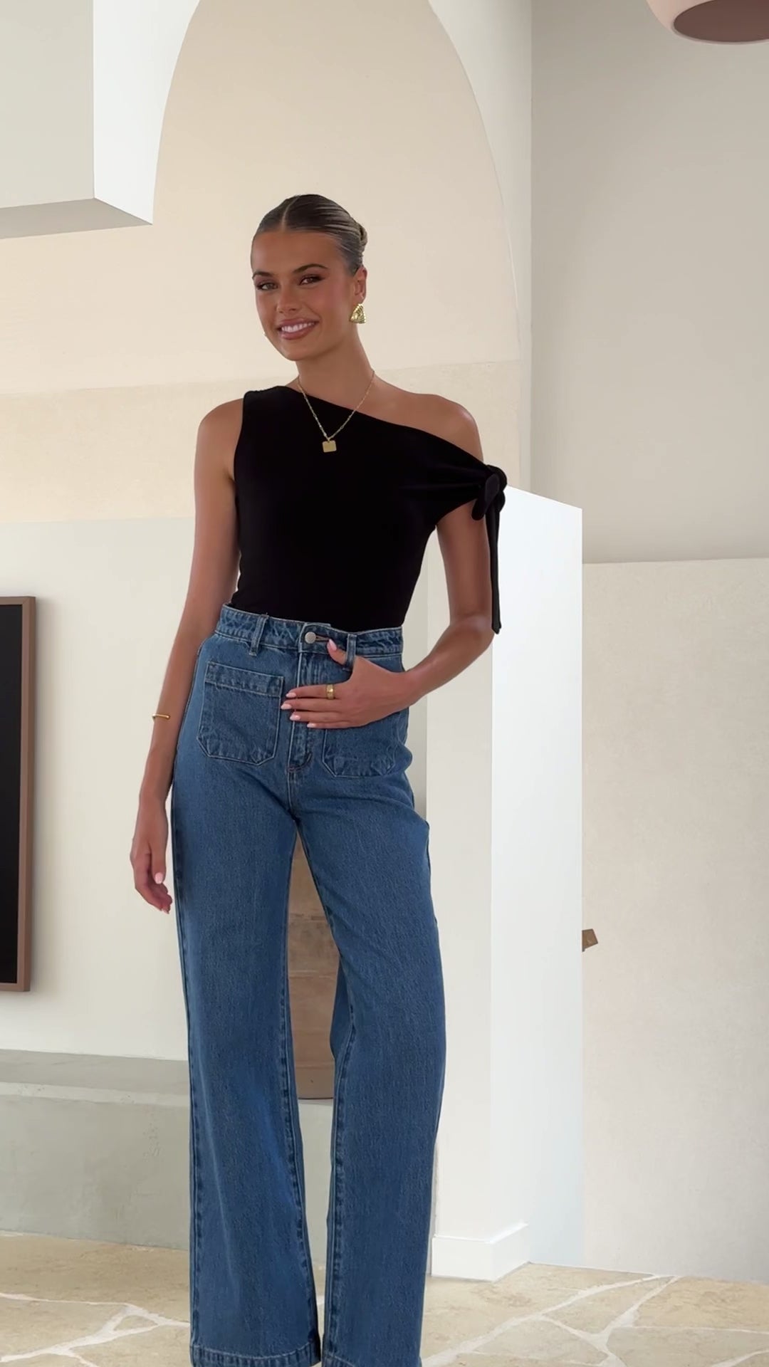 Load video: Cavatina Off Shoulder Top - Black - Billy J