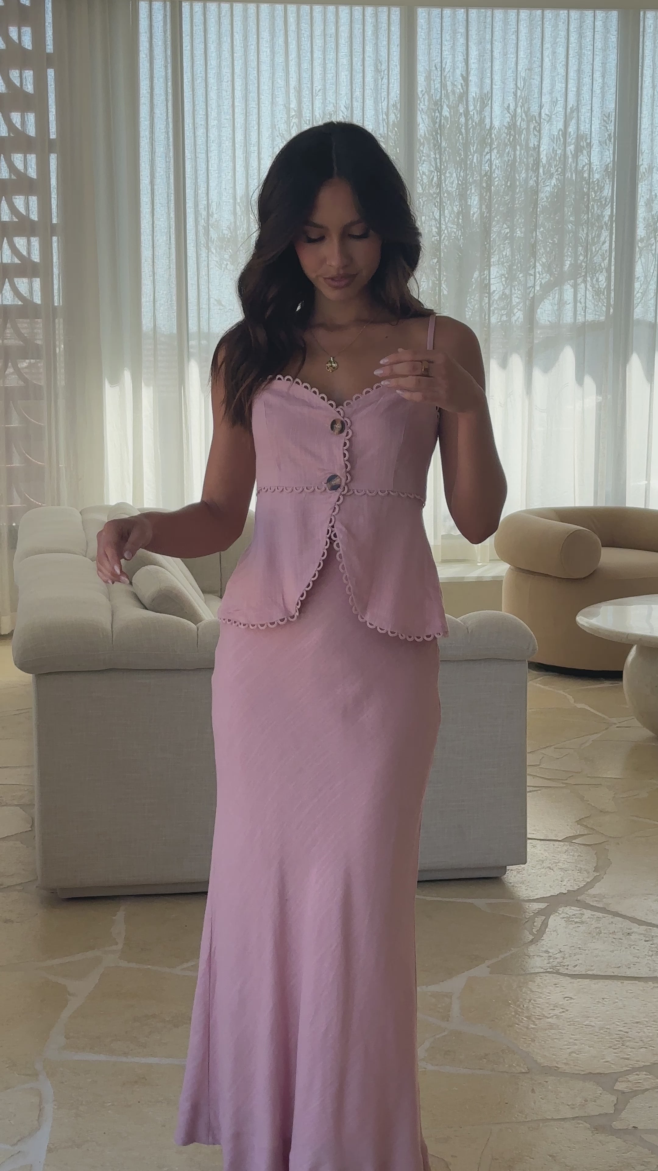 Load video: Nila Maxi Skirt - Blush - Billy J